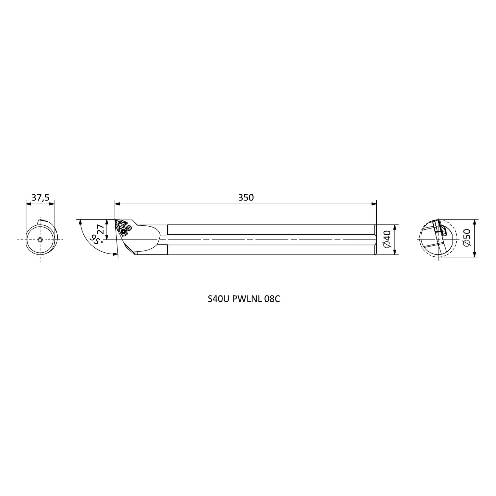 S40U PWLNL 08C &mdash; dimensioned drawing