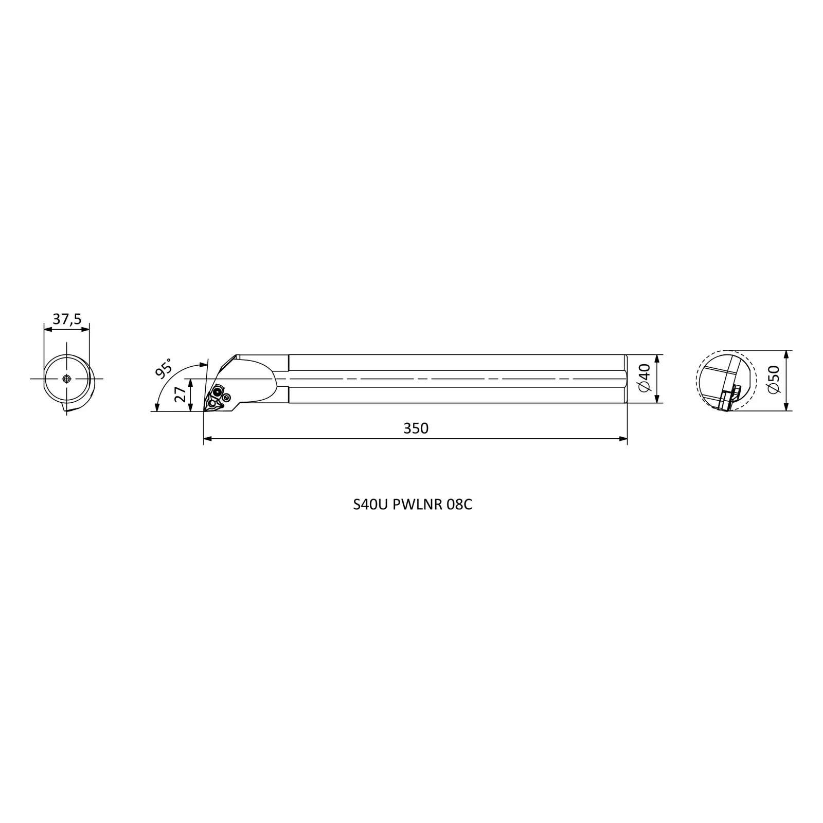 S40U PWLNR 08C &mdash; dimensioned drawing