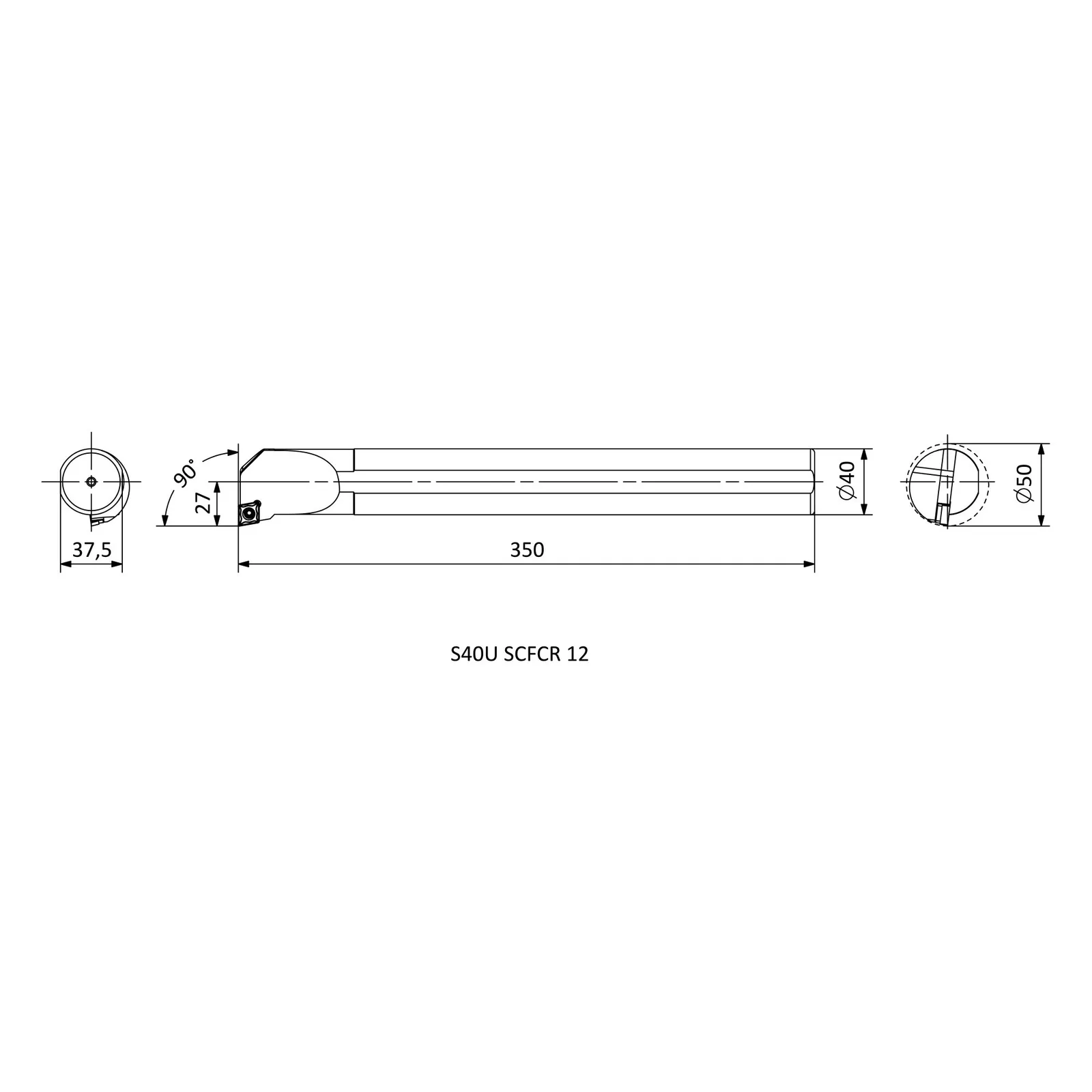 S40U SCFCR 12 &mdash; dimensioned drawing