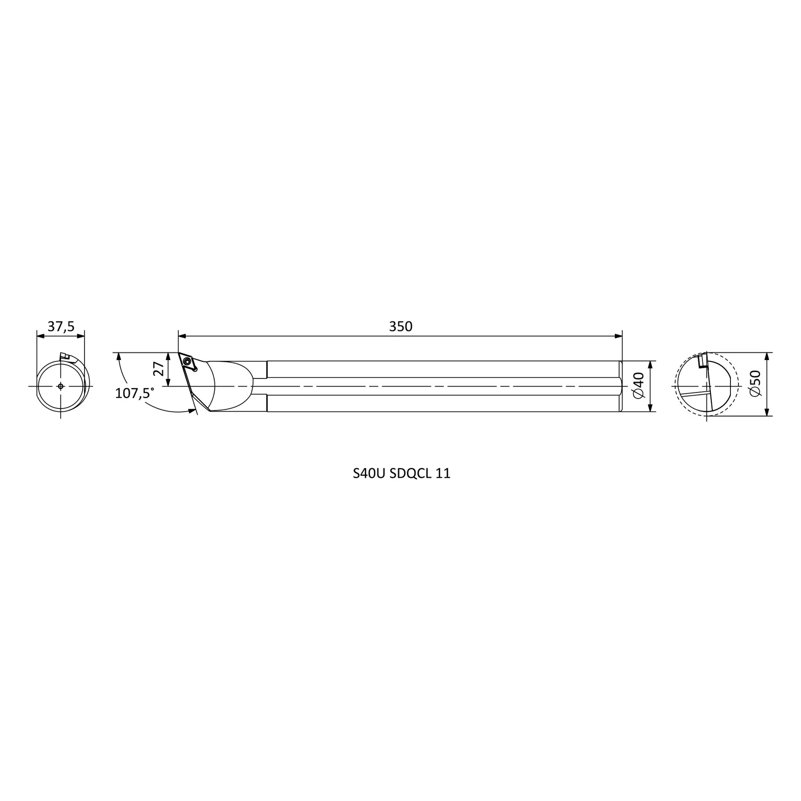 S40U SDQCL 11 &mdash; dimensioned drawing