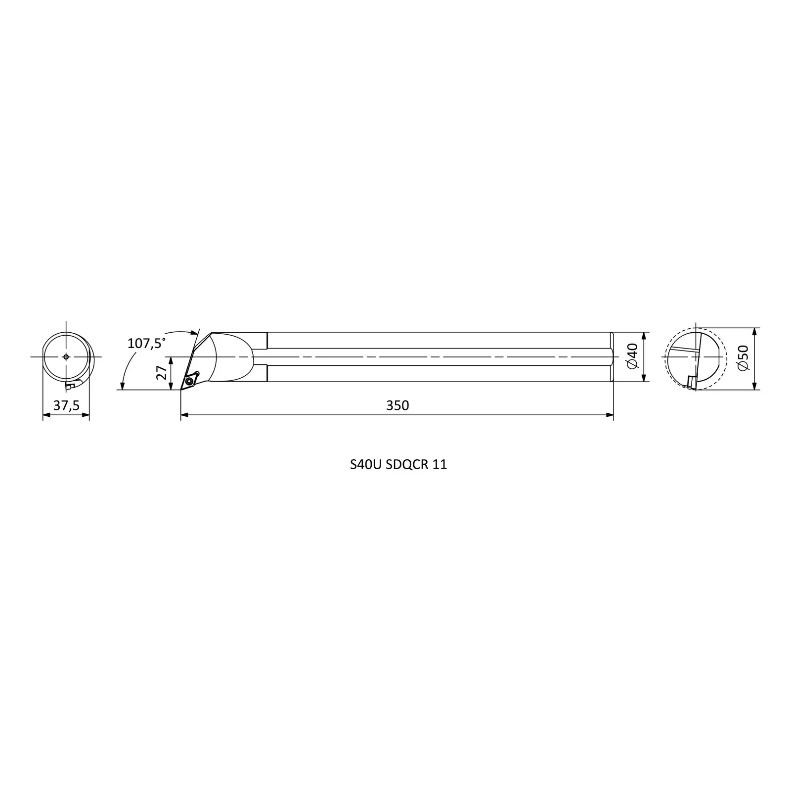 S40U SDQCR 11 &mdash; dimensioned drawing