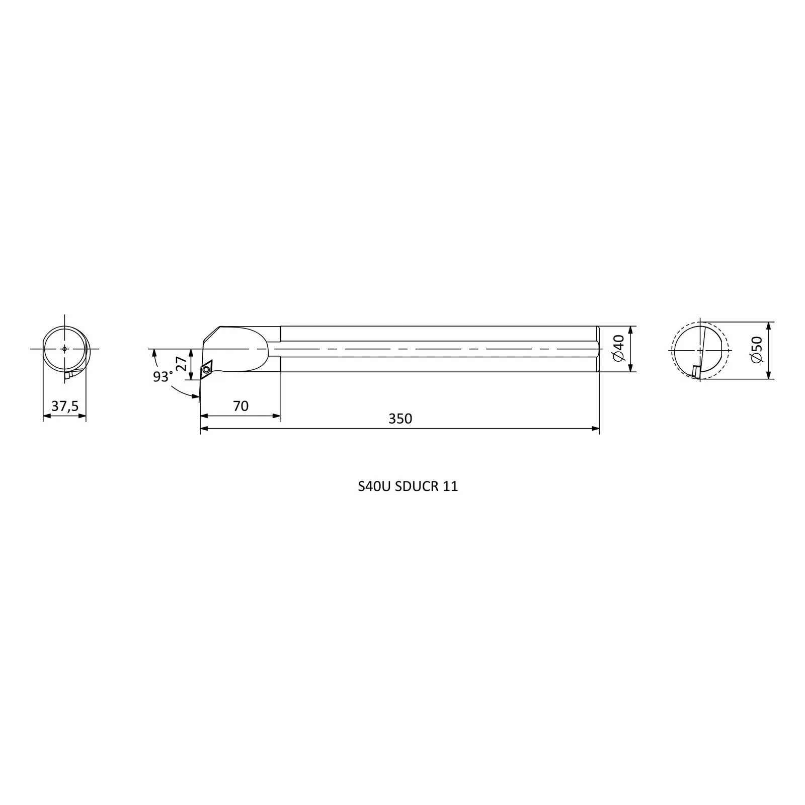 S40U SDUCR 11 &mdash; dimensioned drawing