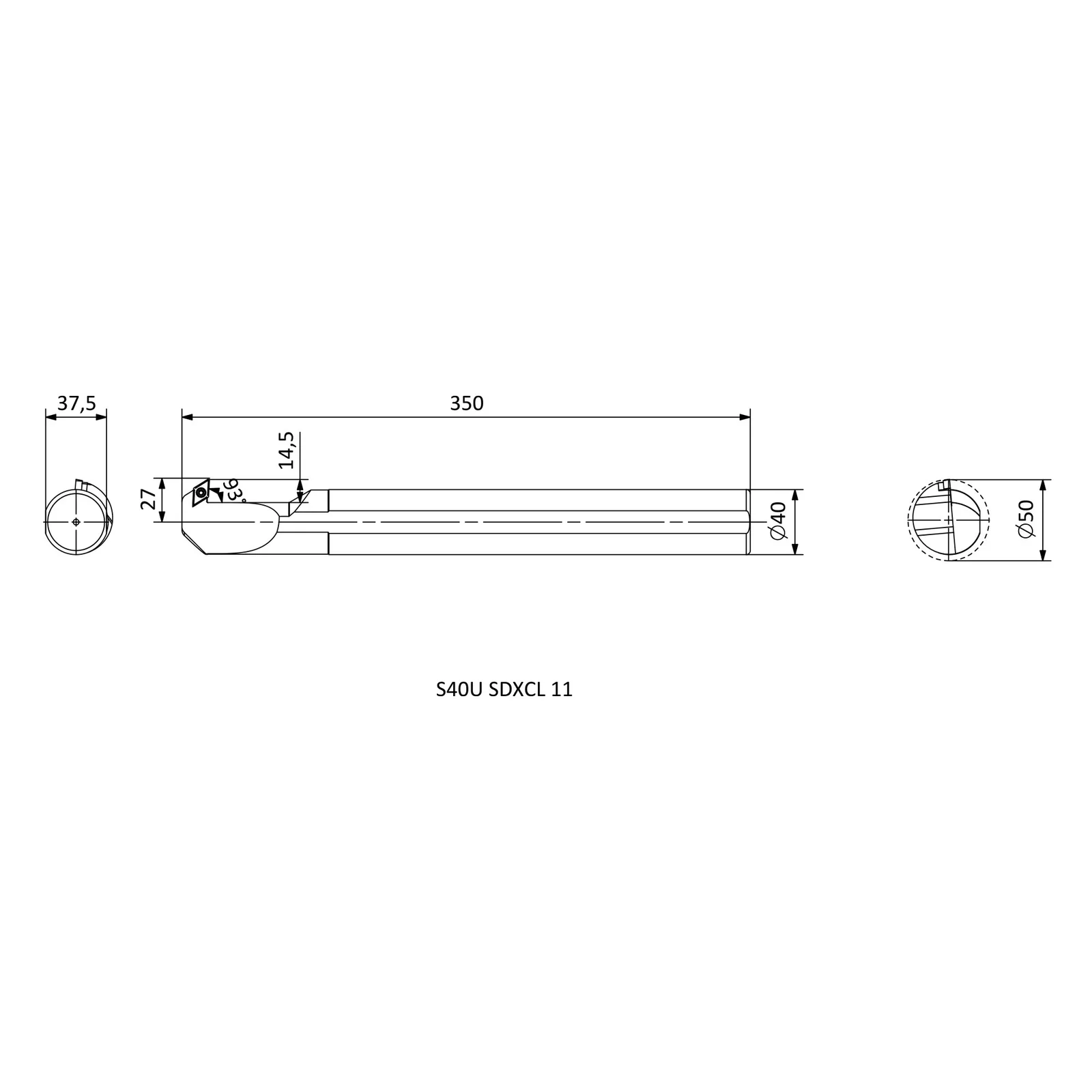 S40U SDXCL 11 &mdash; dimensioned drawing