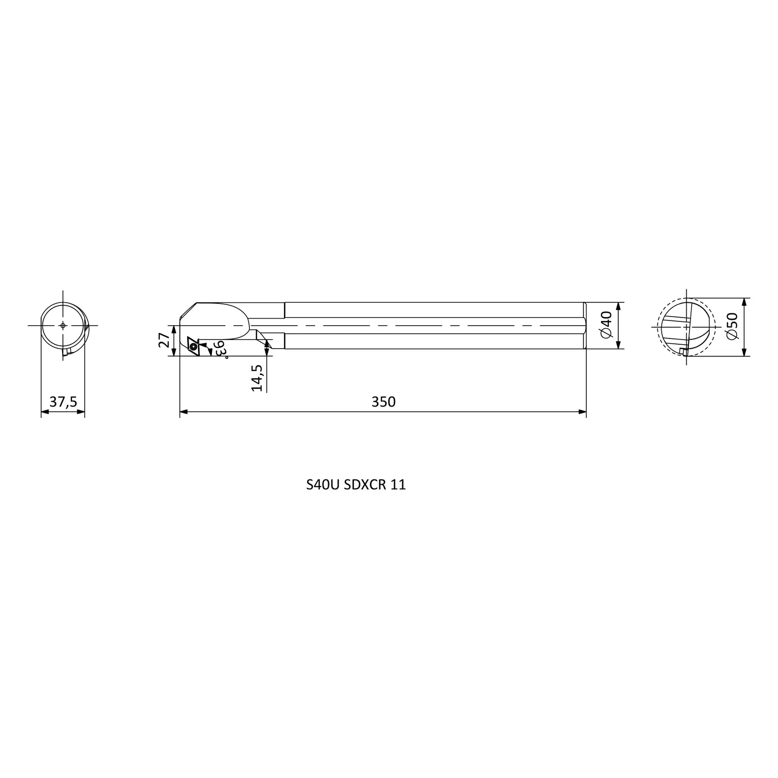 S40U SDXCR 11 &mdash; dimensioned drawing