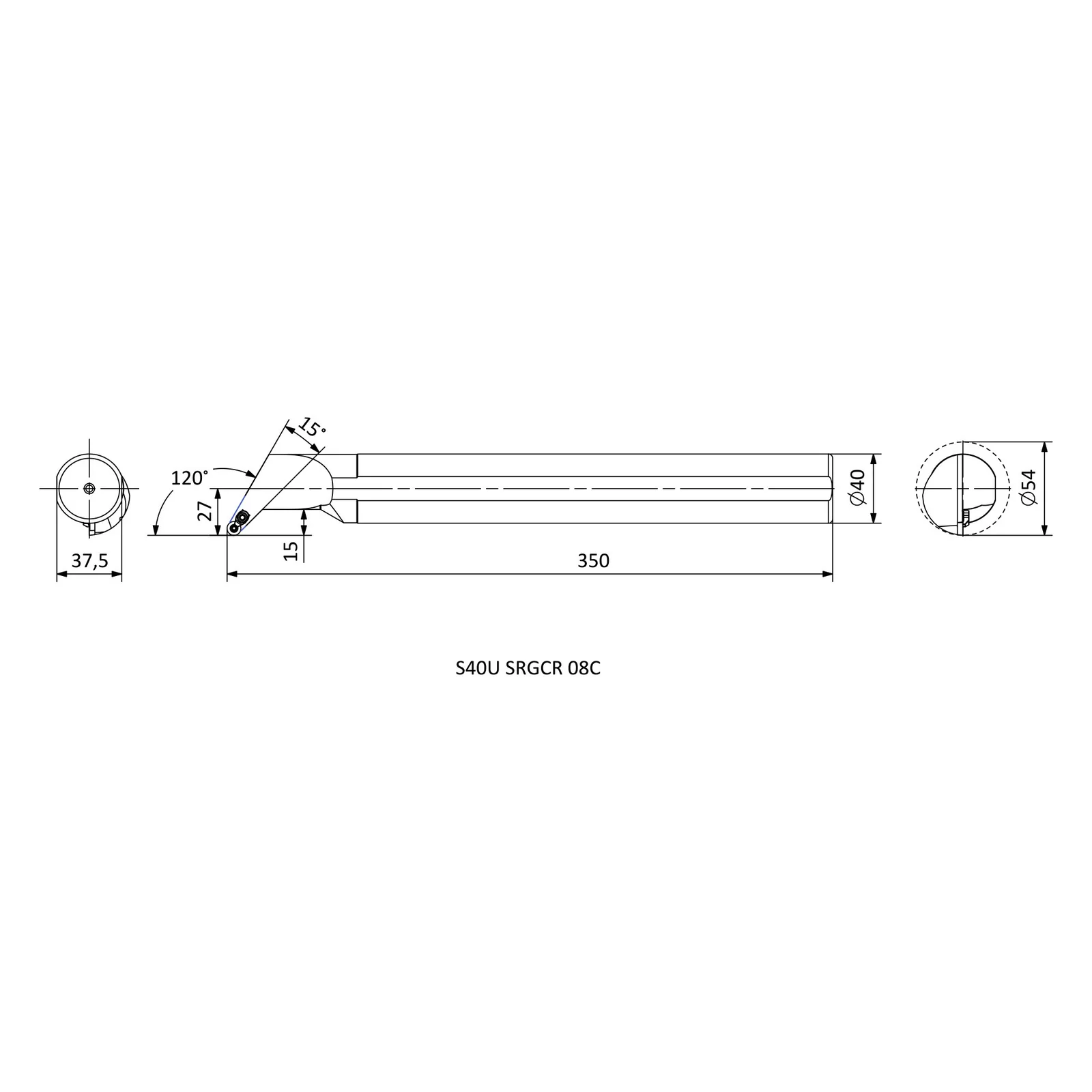 S40U SRGCR 08C &mdash; dimensioned drawing