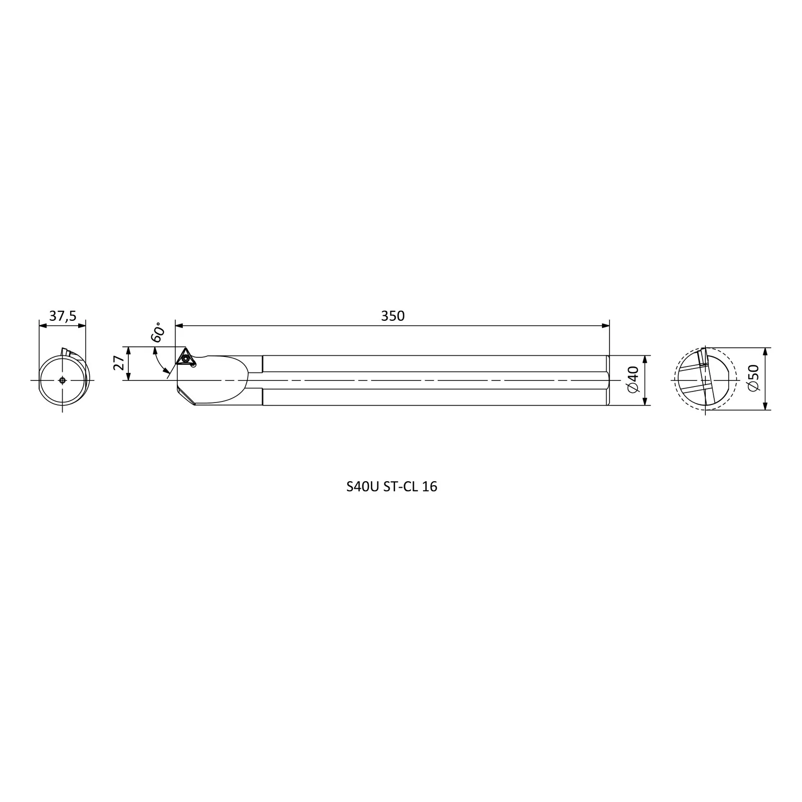 S40U ST-CL 16 &mdash; dimensioned drawing