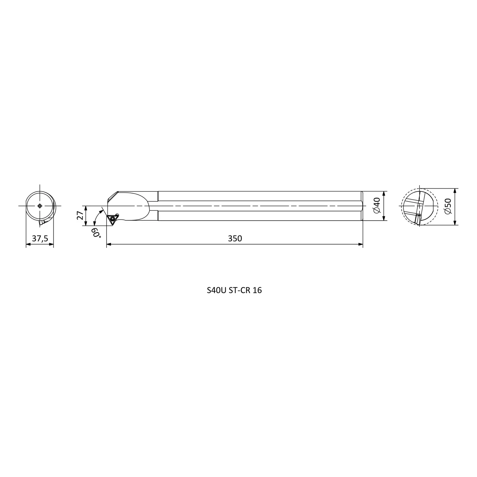 S40U ST-CR 16 &mdash; dimensioned drawing
