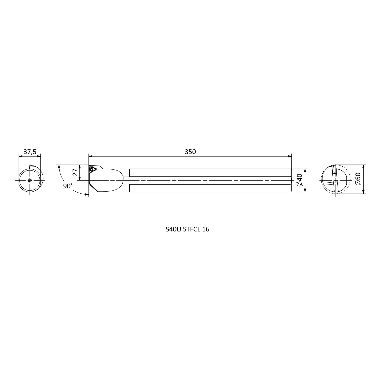 S40U STFCL 16 &mdash; dimensioned drawing