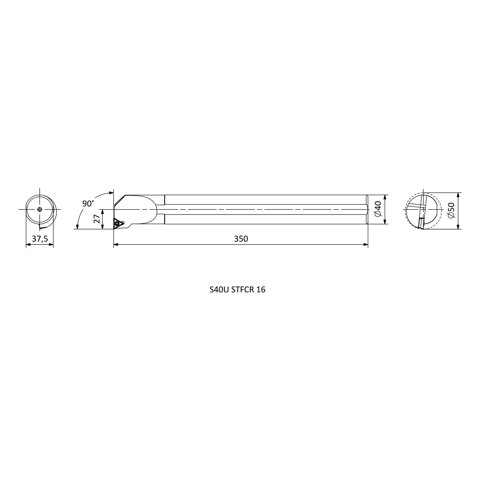 S40U STFCR 16 &mdash; dimensioned drawing