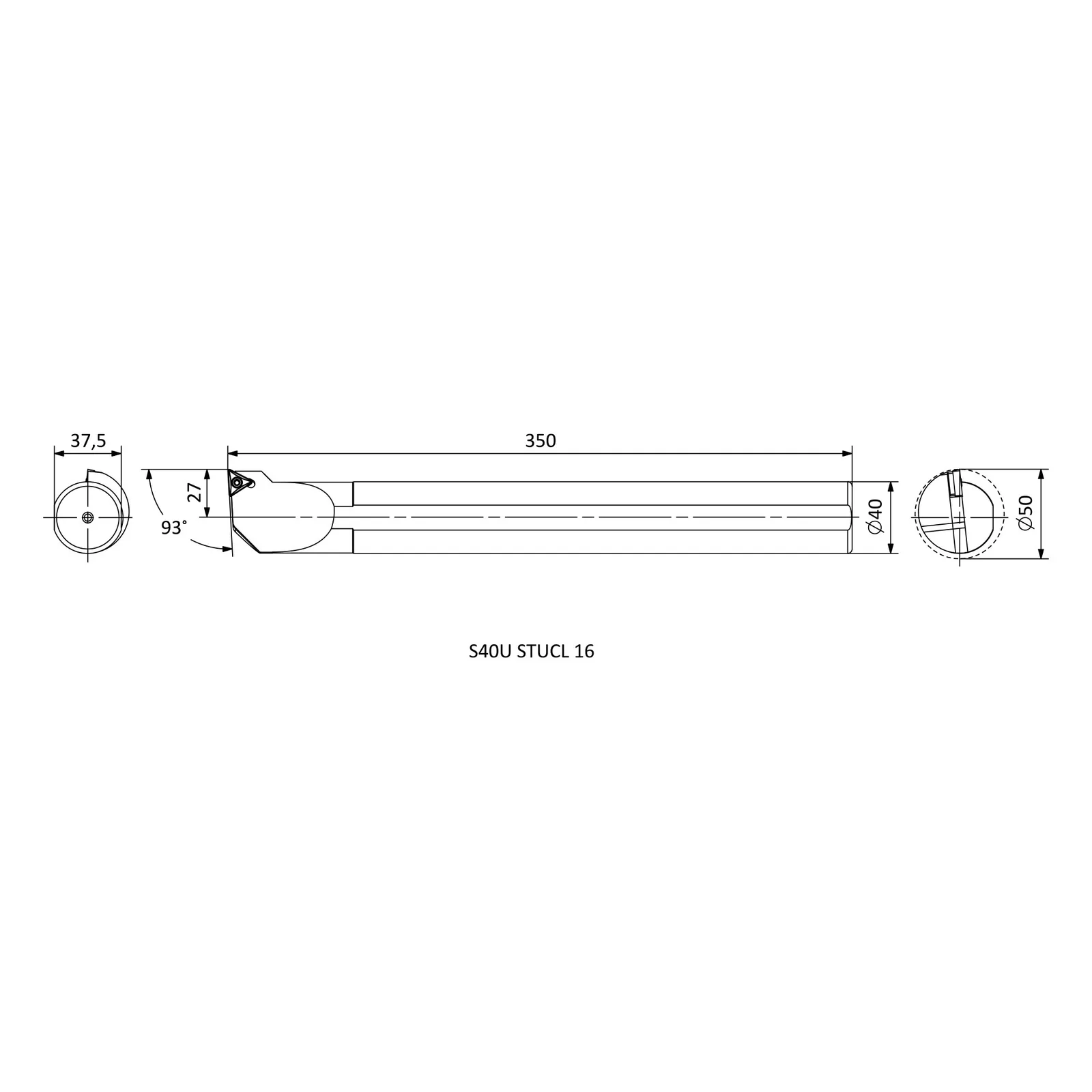 S40U STUCL 16 &mdash; dimensioned drawing