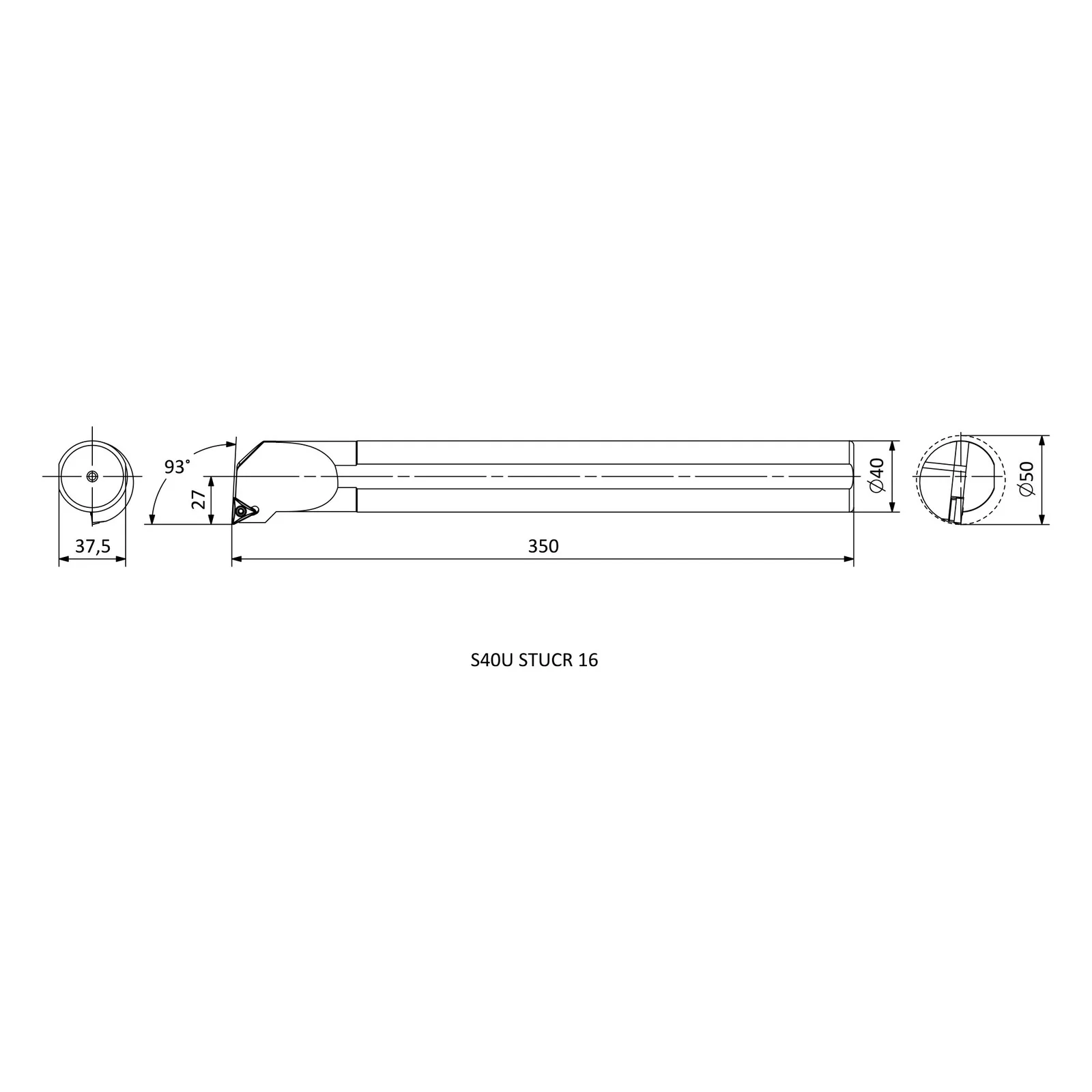 S40U STUCR 16 &mdash; dimensioned drawing