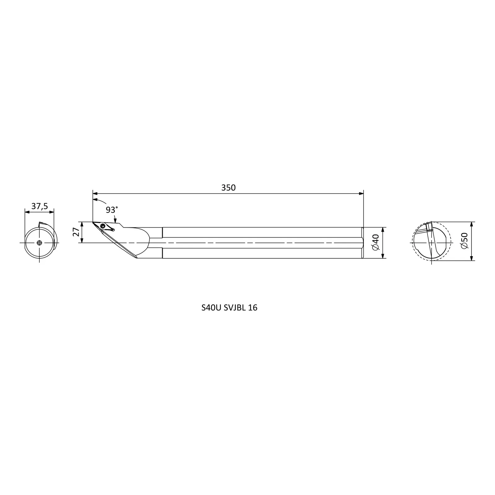 S40U SVJBL 16 &mdash; dimensioned drawing