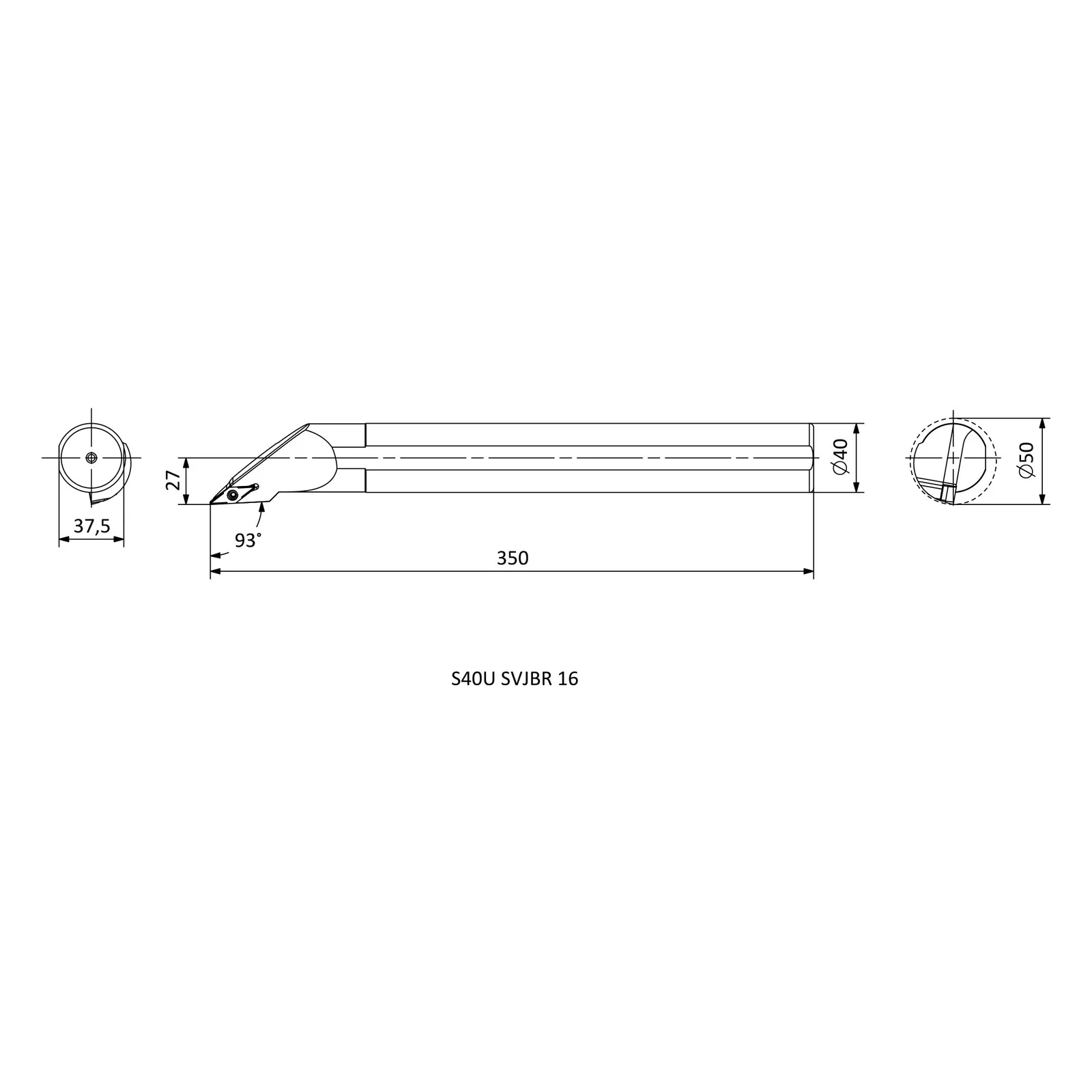 S40U SVJBR 16 &mdash; dimensioned drawing