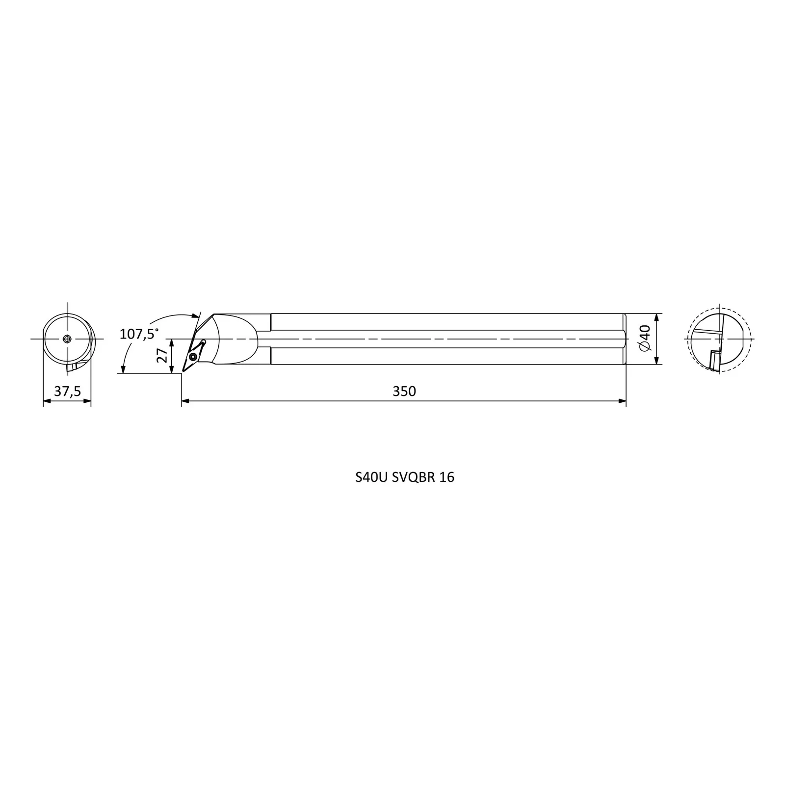 S40U SVQBR 16 &mdash; dimensioned drawing