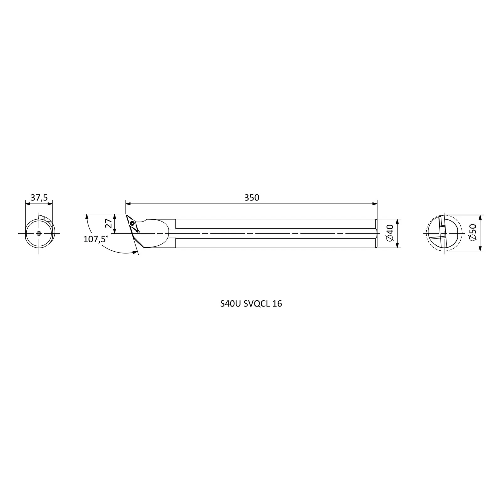 S40U SVQCL 16 &mdash; dimensioned drawing