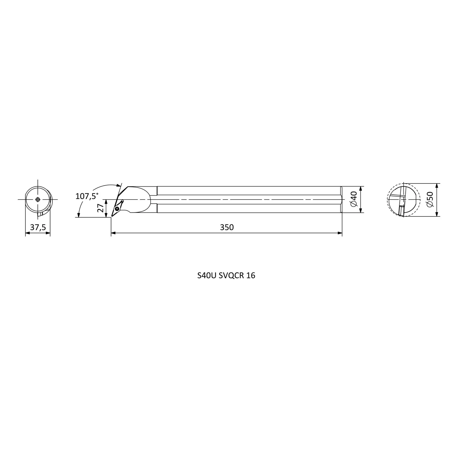 S40U SVQCR 16 &mdash; dimensioned drawing