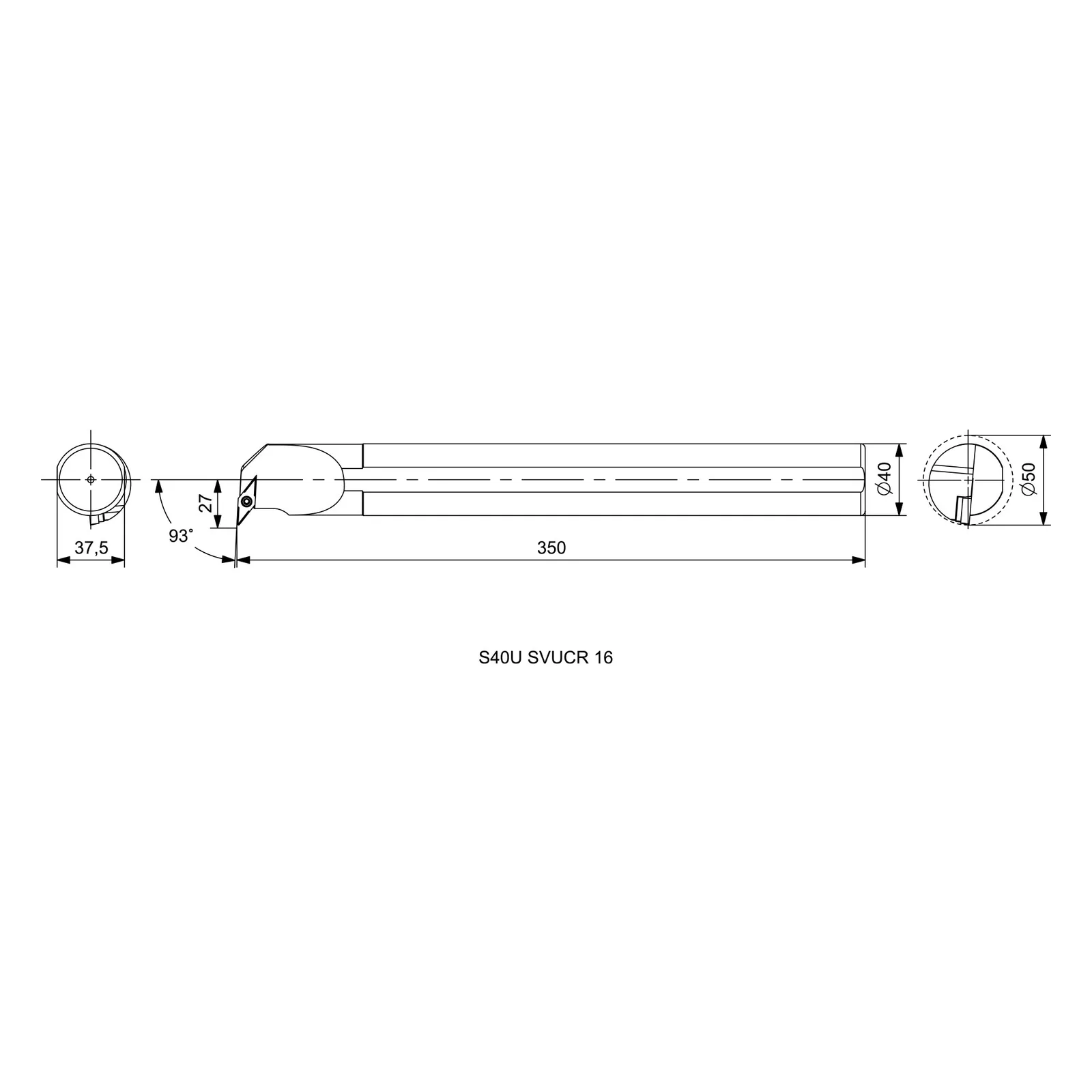 S40U SVUCR 16 &mdash; dimensioned drawing