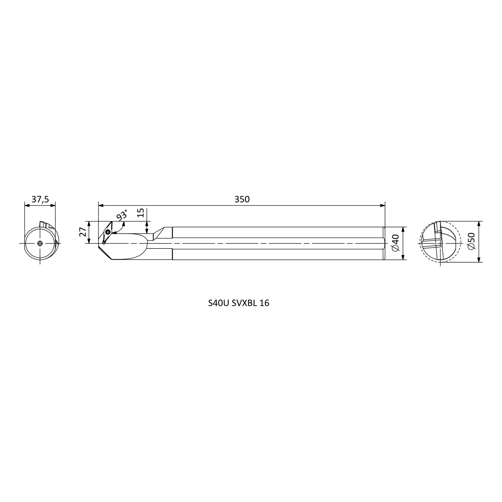 S40U SVXBL 16 &mdash; dimensioned drawing
