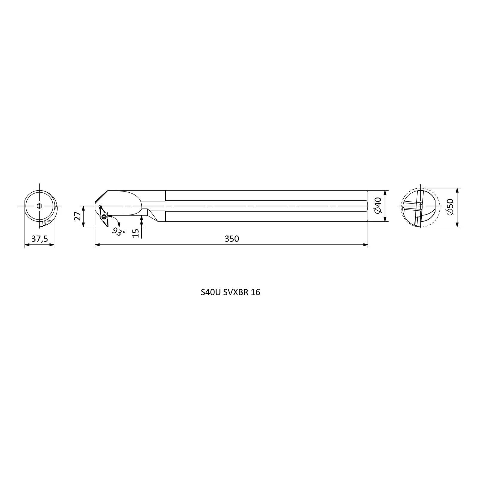 S40U SVXBR 16 &mdash; dimensioned drawing