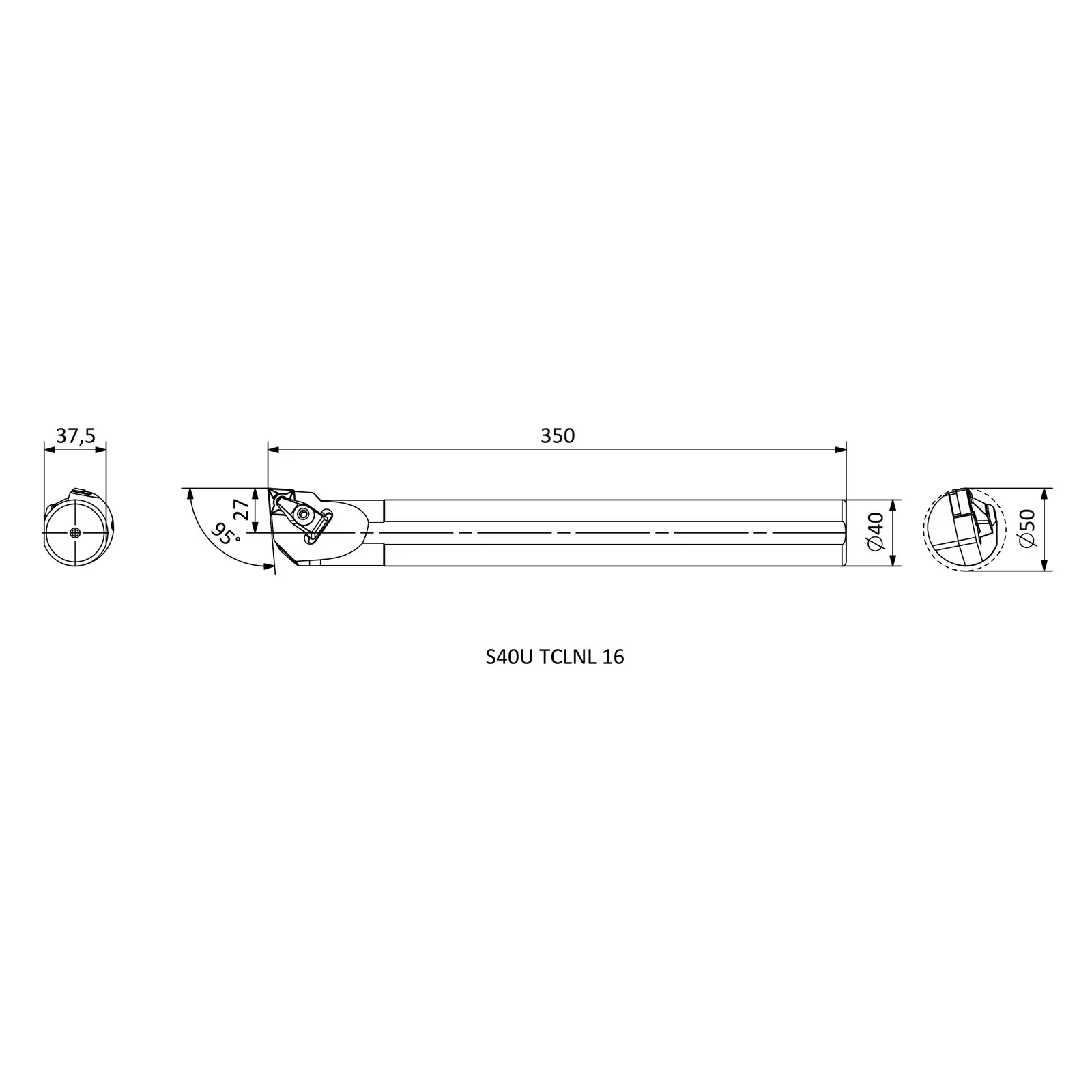 S40U TCLNL 16 &mdash; dimensioned drawing
