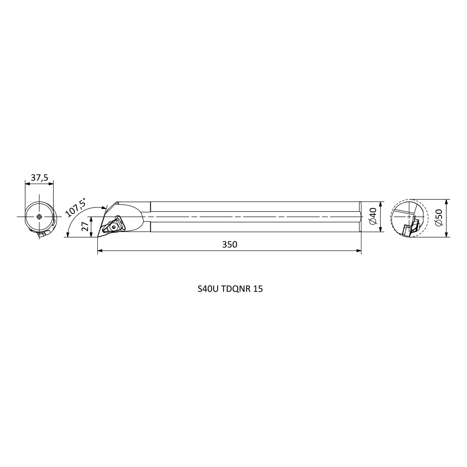 S40U TDQNR 15 &mdash; dimensioned drawing