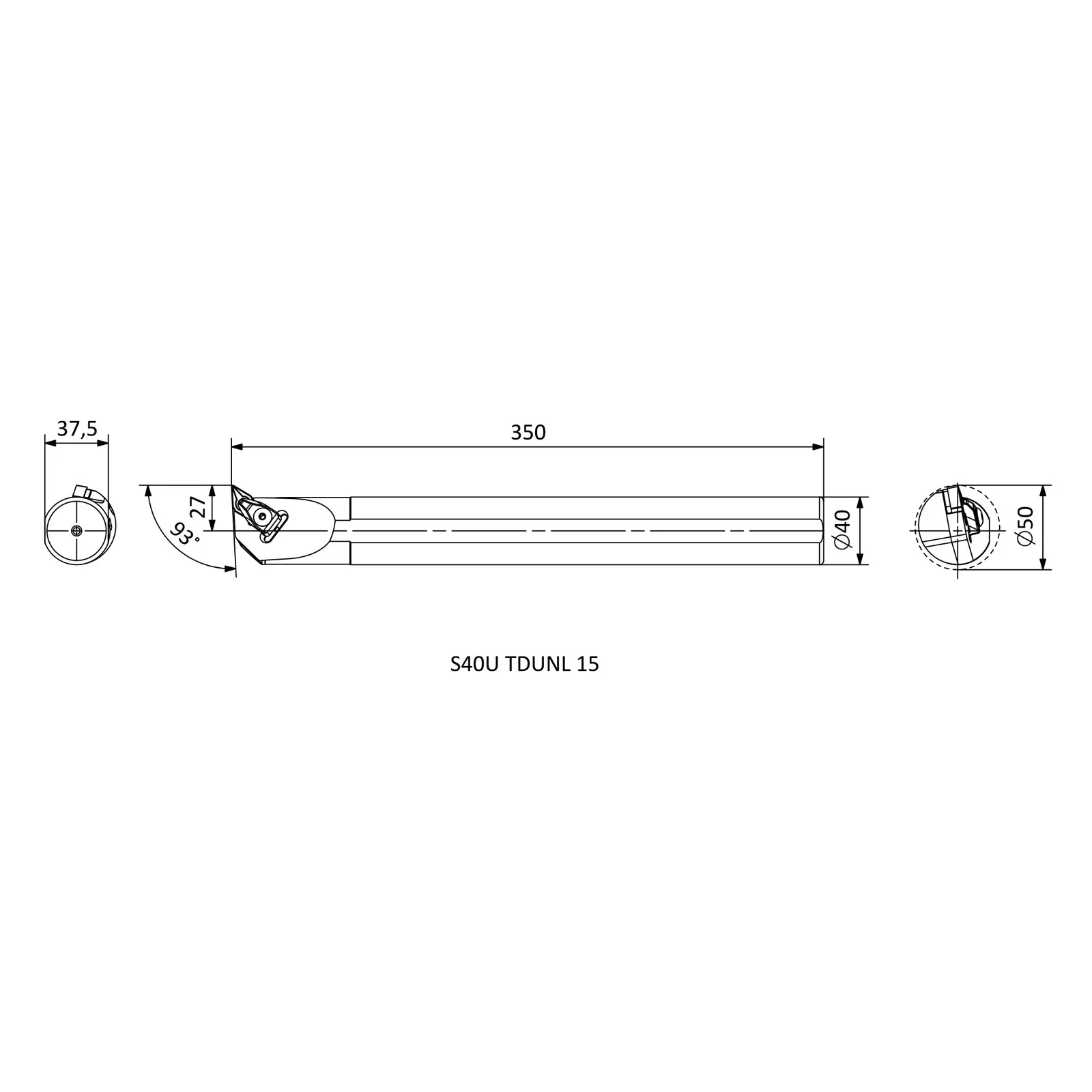S40U TDUNL 15 &mdash; dimensioned drawing
