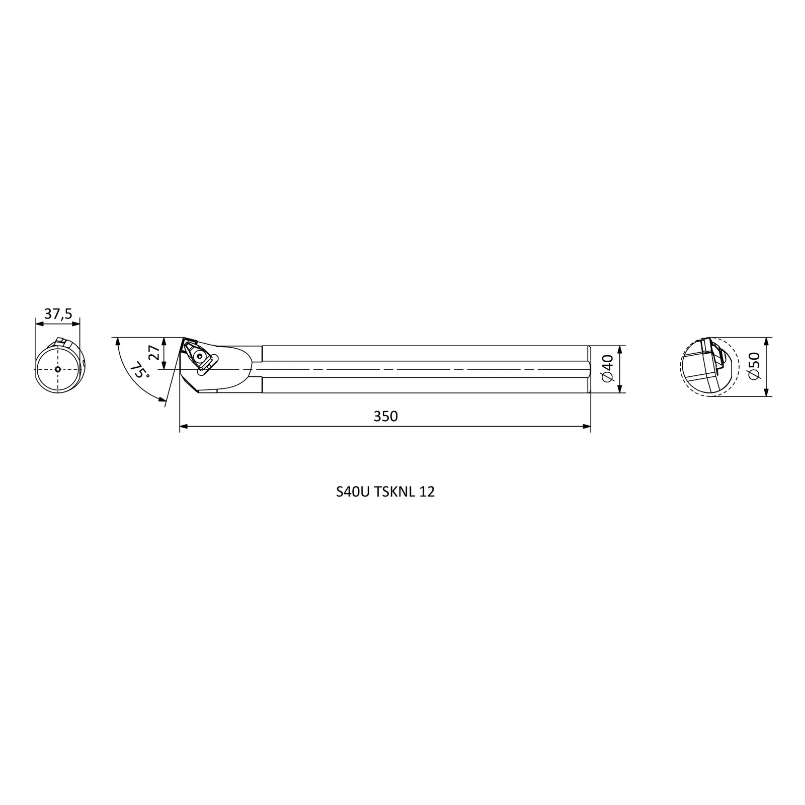S40U TSKNL 12 &mdash; dimensioned drawing