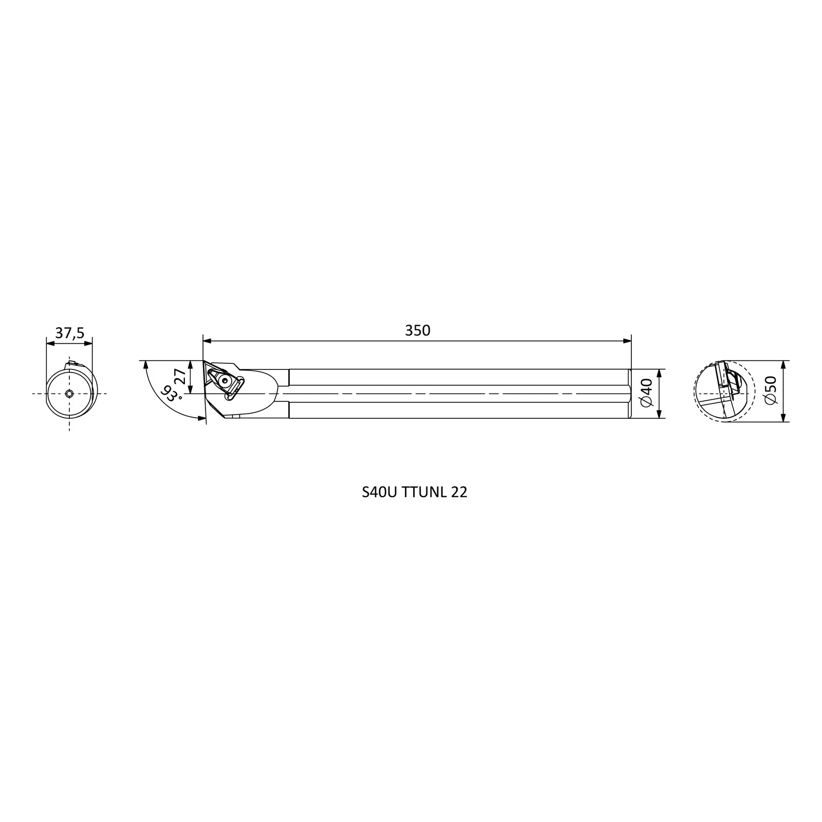 S40U TTUNL 22 &mdash; dimensioned drawing