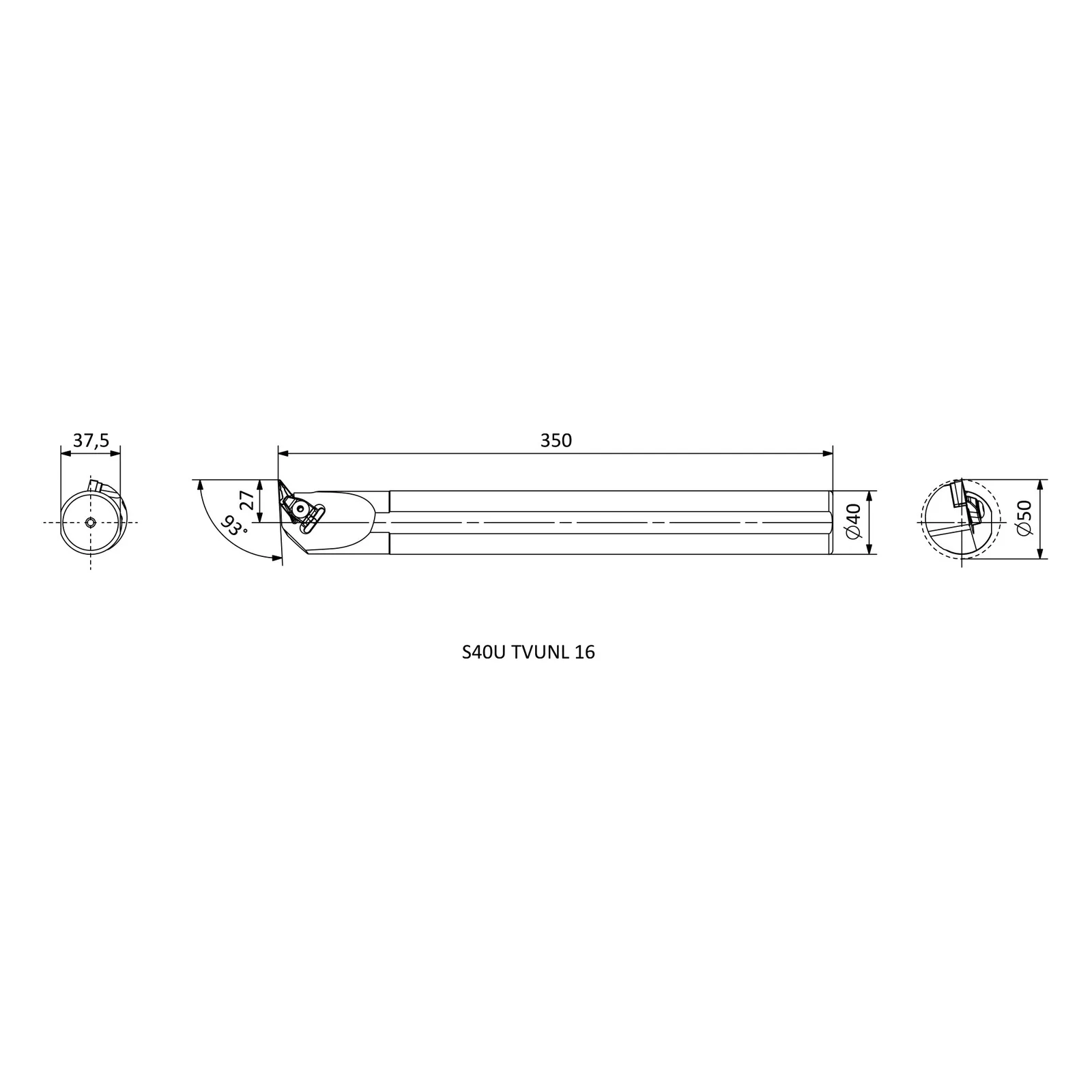 S40U TVUNL 16 &mdash; dimensioned drawing