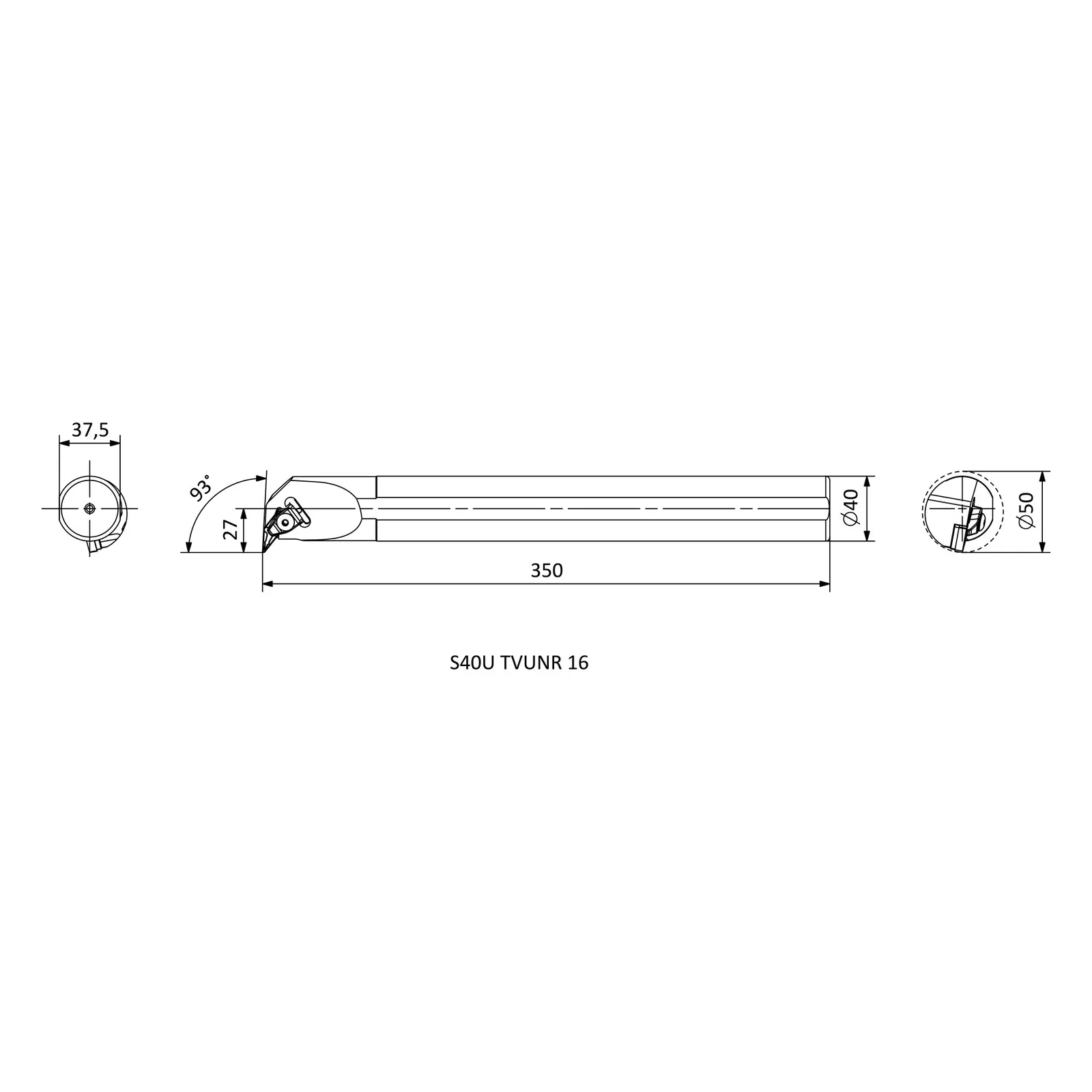 S40U TVUNR 16 &mdash; dimensioned drawing