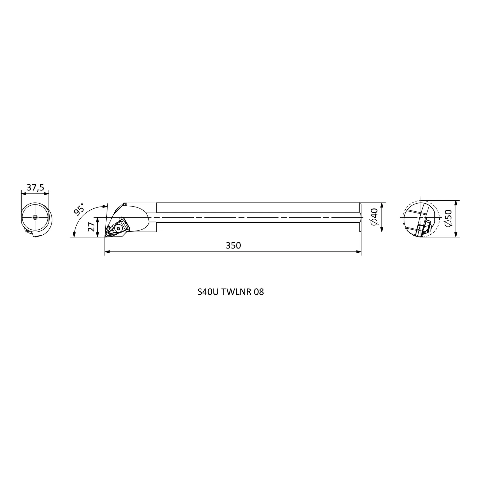 S40U TWLNR 08 &mdash; dimensioned drawing