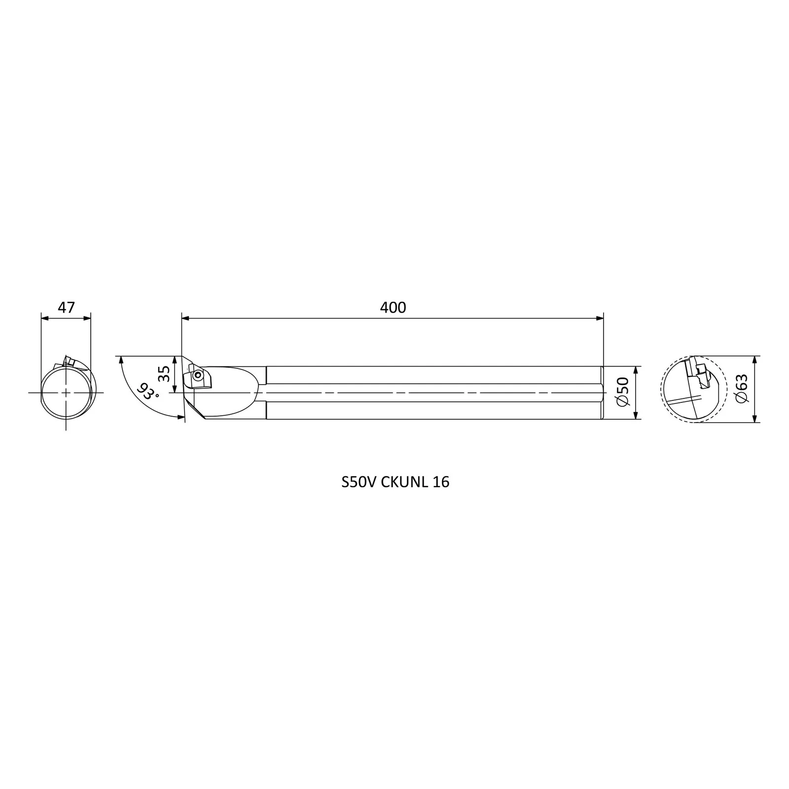S50V CKUNL 16 &mdash; dimensioned drawing