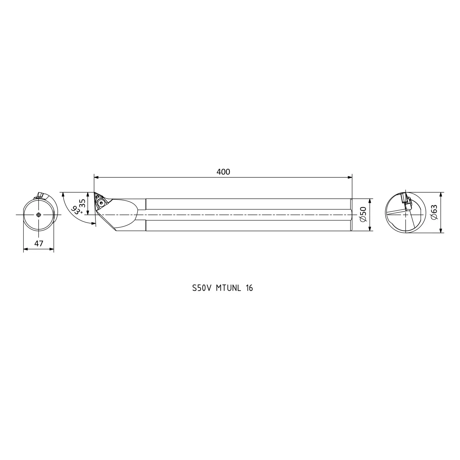 S50V MTUNL 16 &mdash; dimensioned drawing