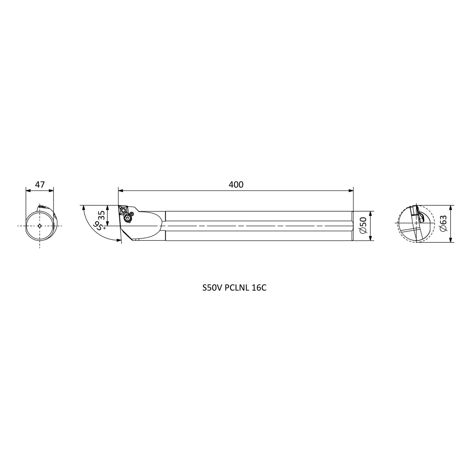 S50V PCLNL 16C &mdash; dimensioned drawing