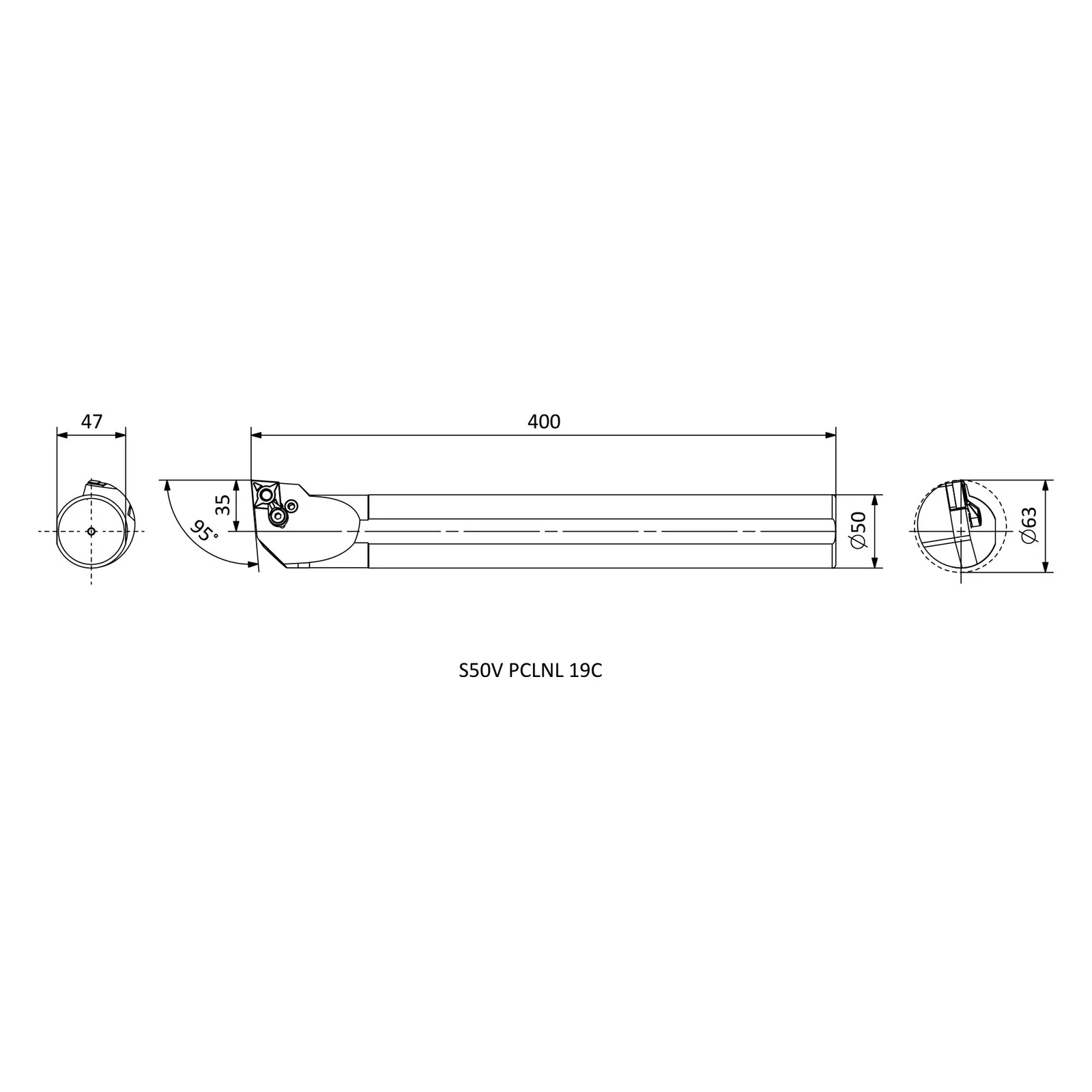 S50V PCLNL 19C &mdash; dimensioned drawing