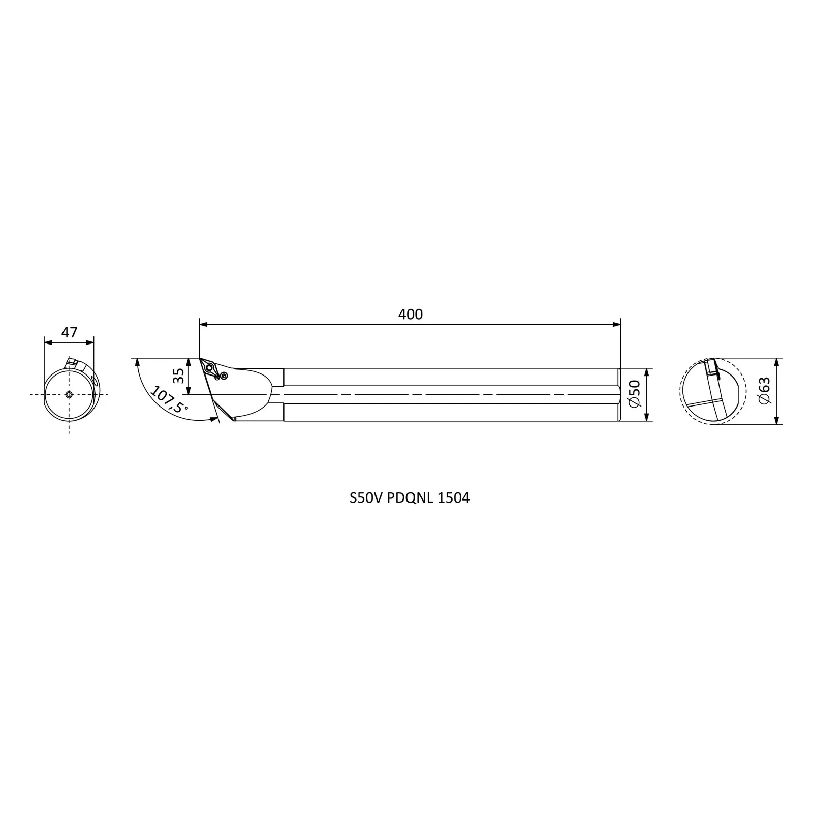 S50V PDQNL 1504 &mdash; dimensioned drawing