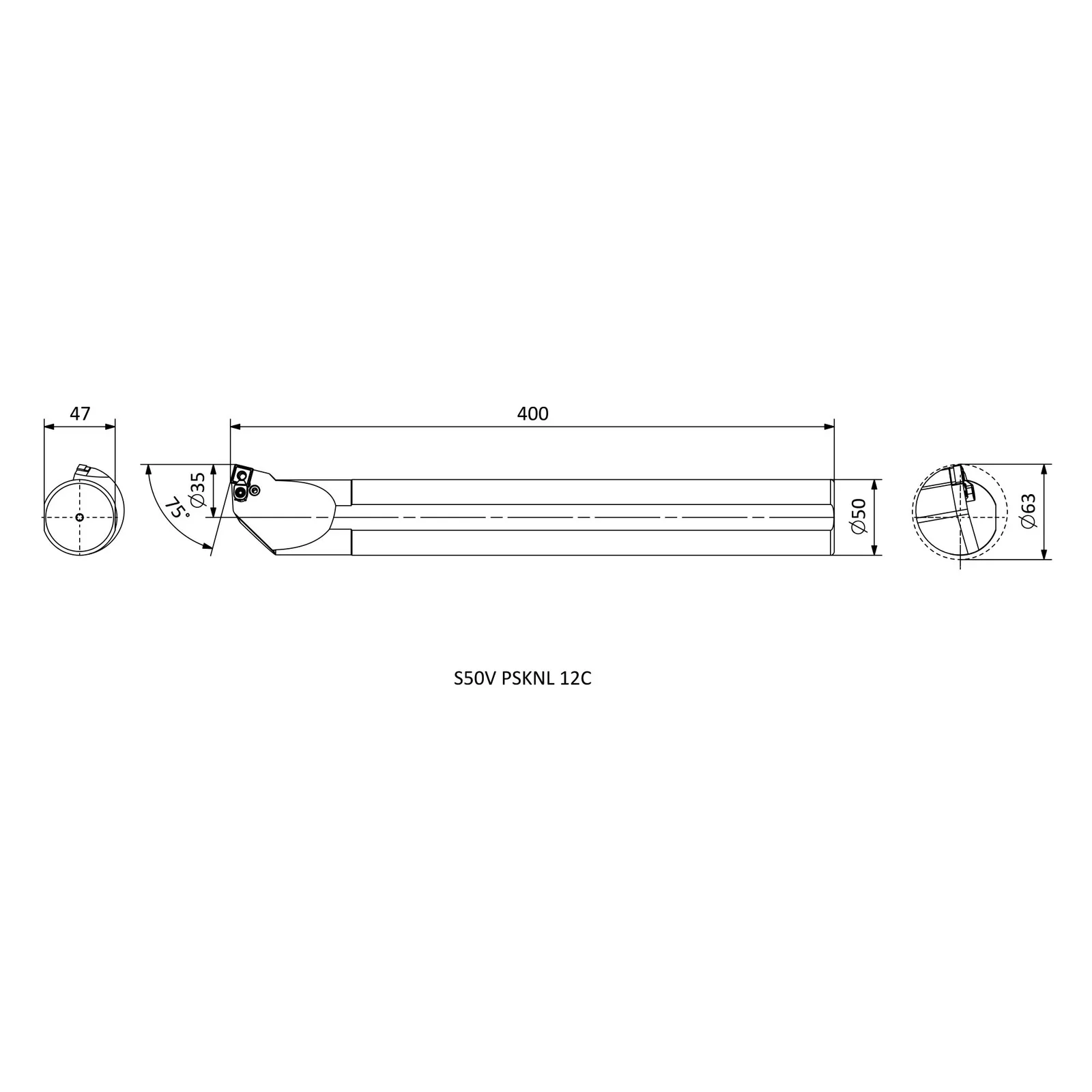 S50V PSKNL 12C &mdash; dimensioned drawing