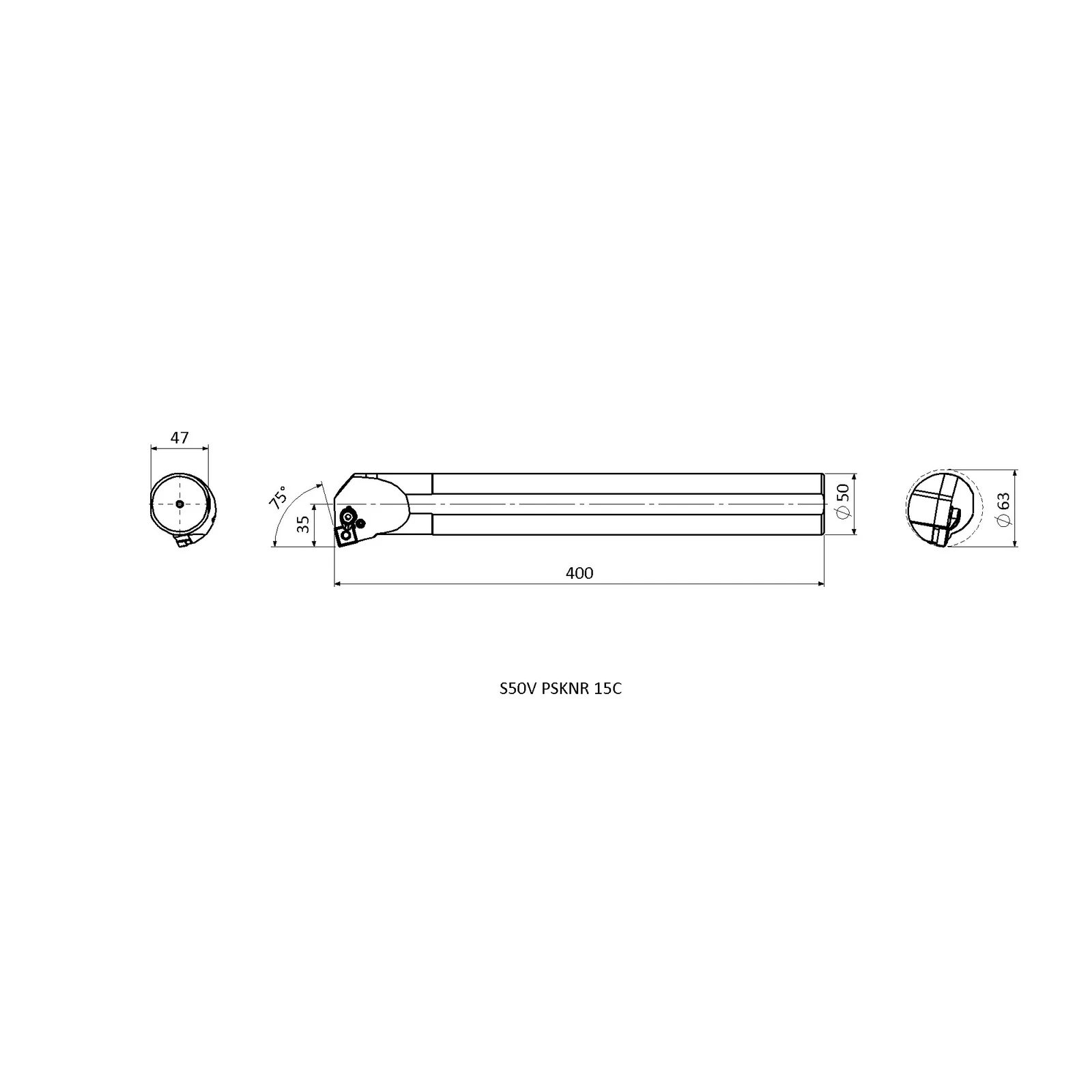 S50V PSKNR 15C &mdash; dimensioned drawing