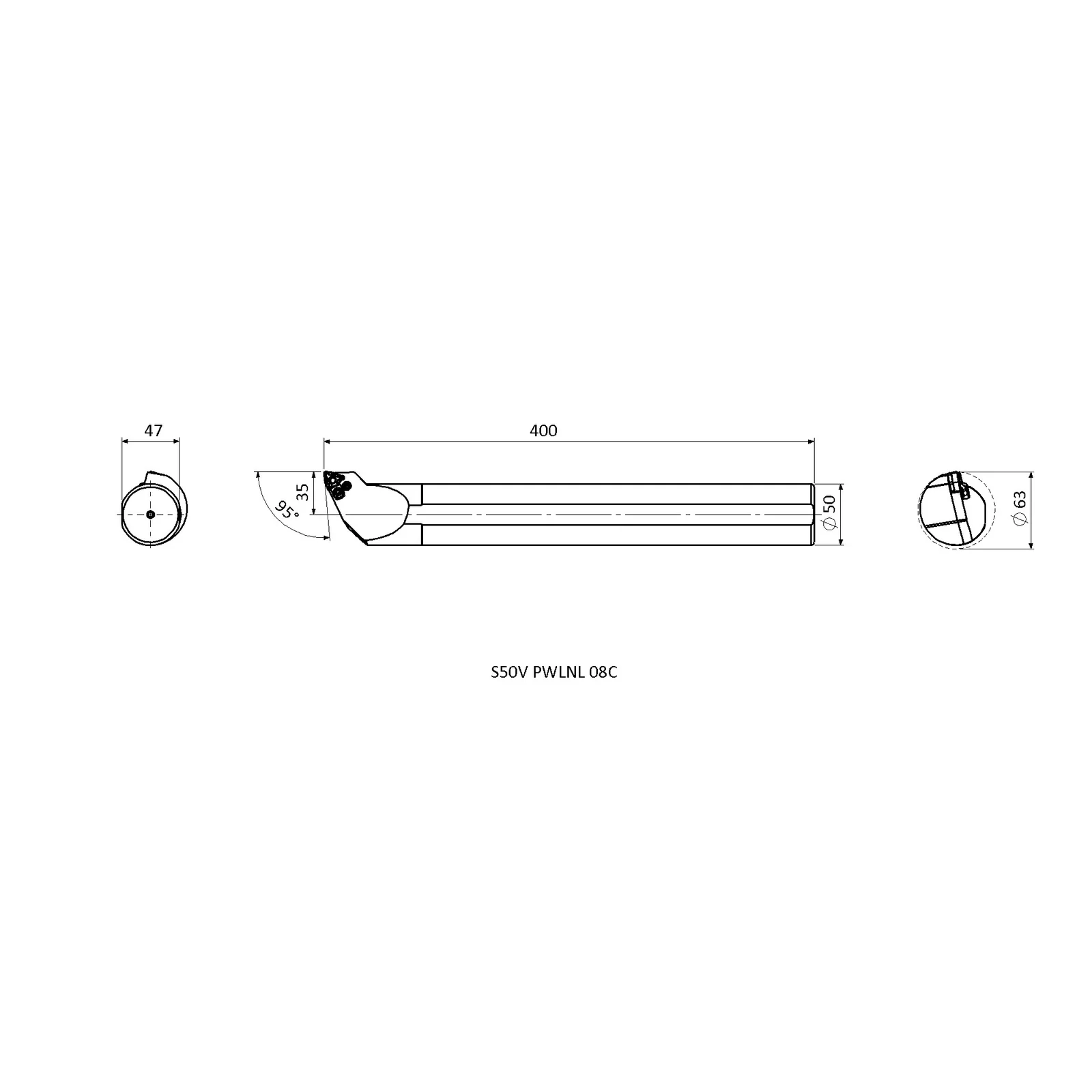 S50V PWLNL 08C &mdash; dimensioned drawing