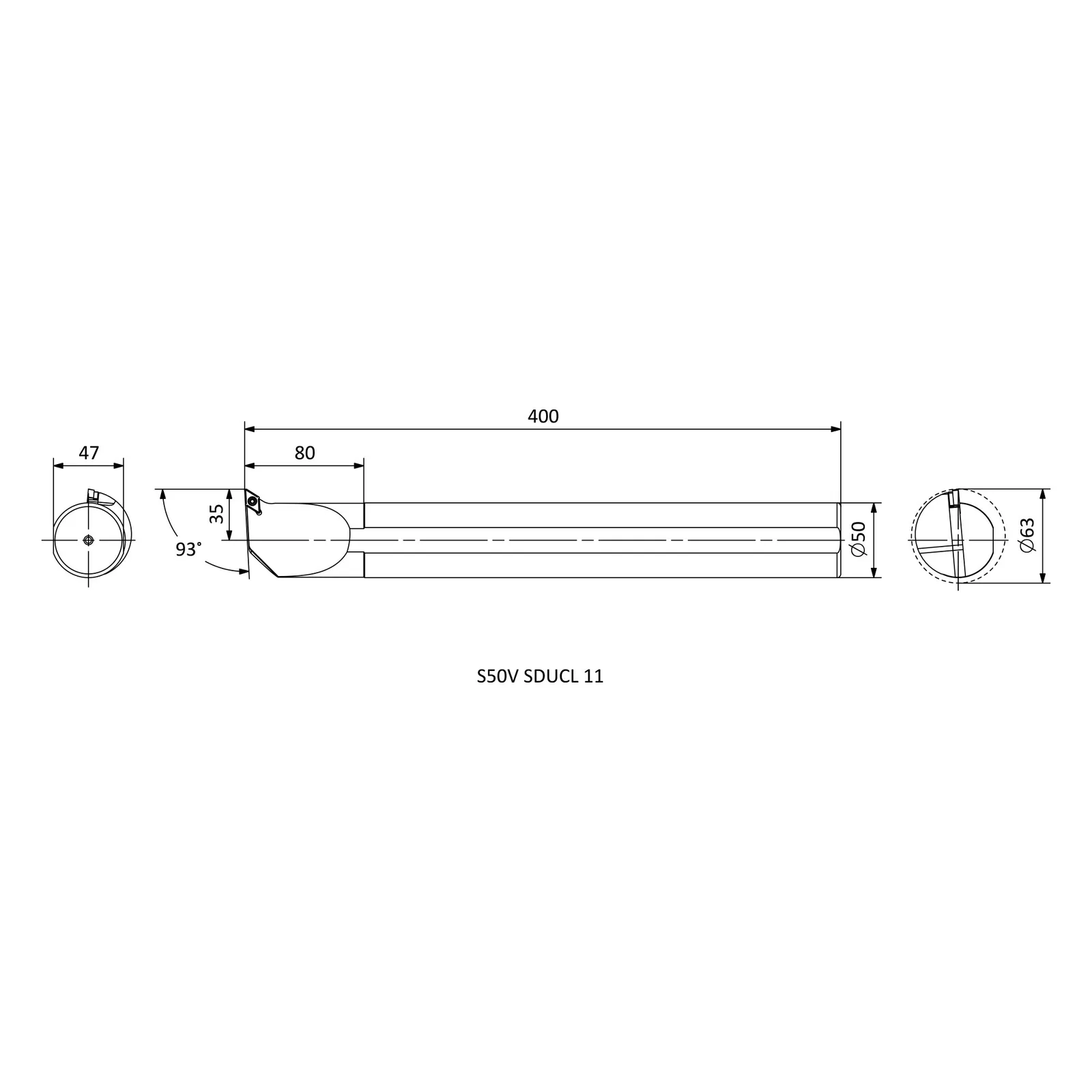 S50V SDUCL 11 &mdash; dimensioned drawing