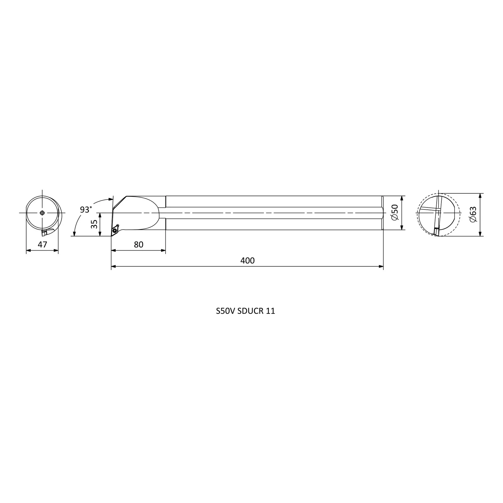 S50V SDUCR 11 &mdash; dimensioned drawing