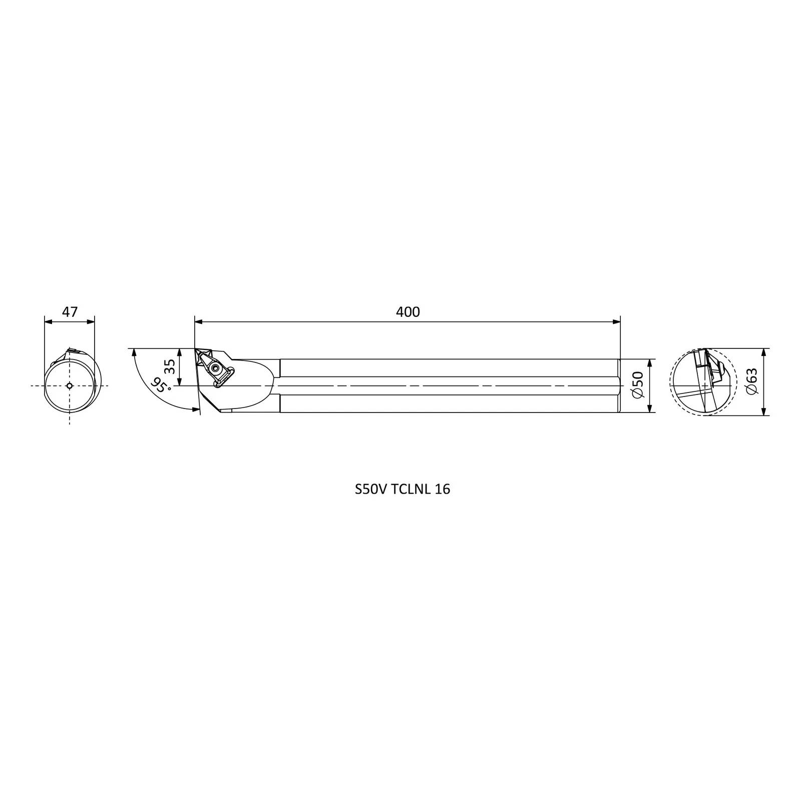 S50V TCLNL 16 &mdash; dimensioned drawing