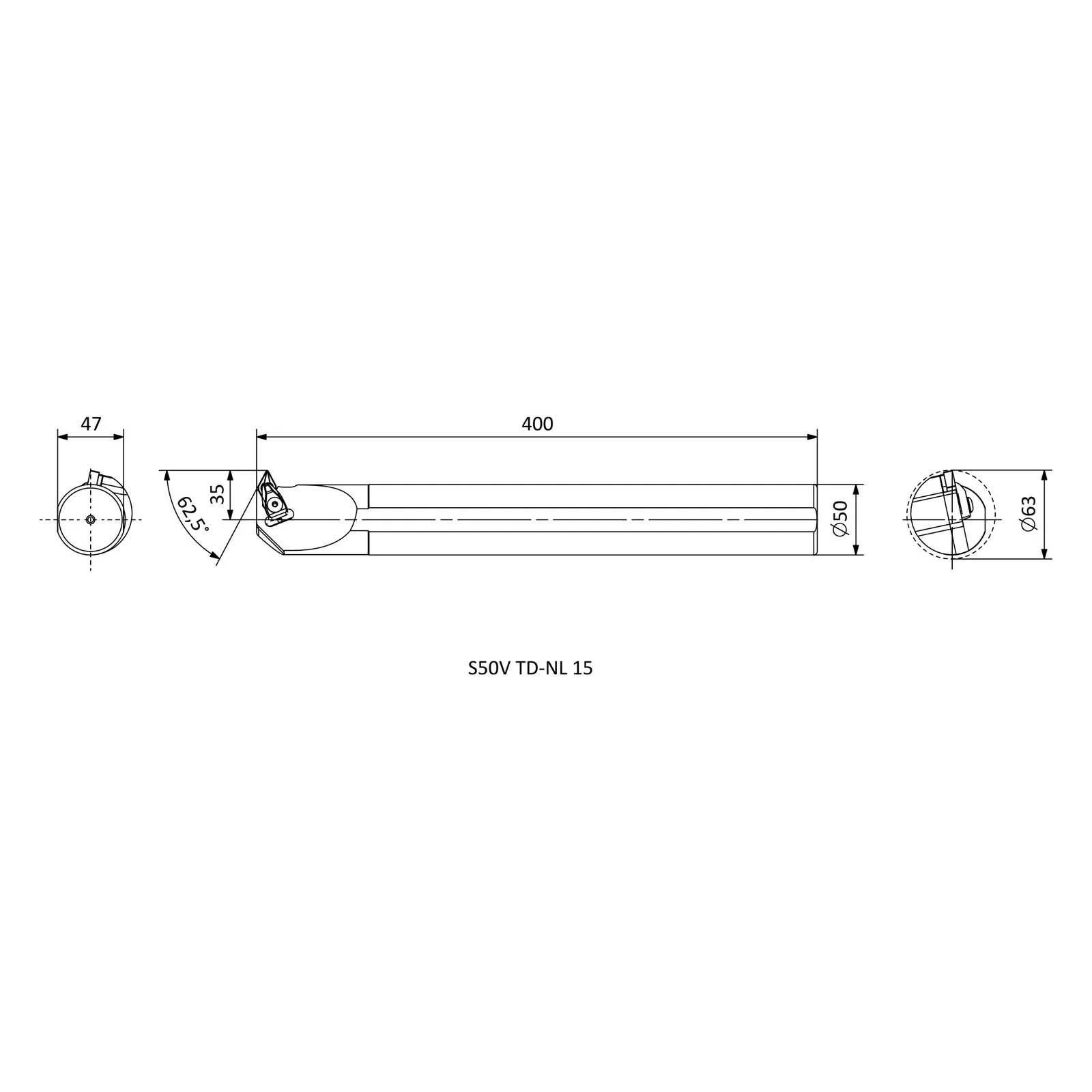 S50V TD-NL 15 &mdash; dimensioned drawing