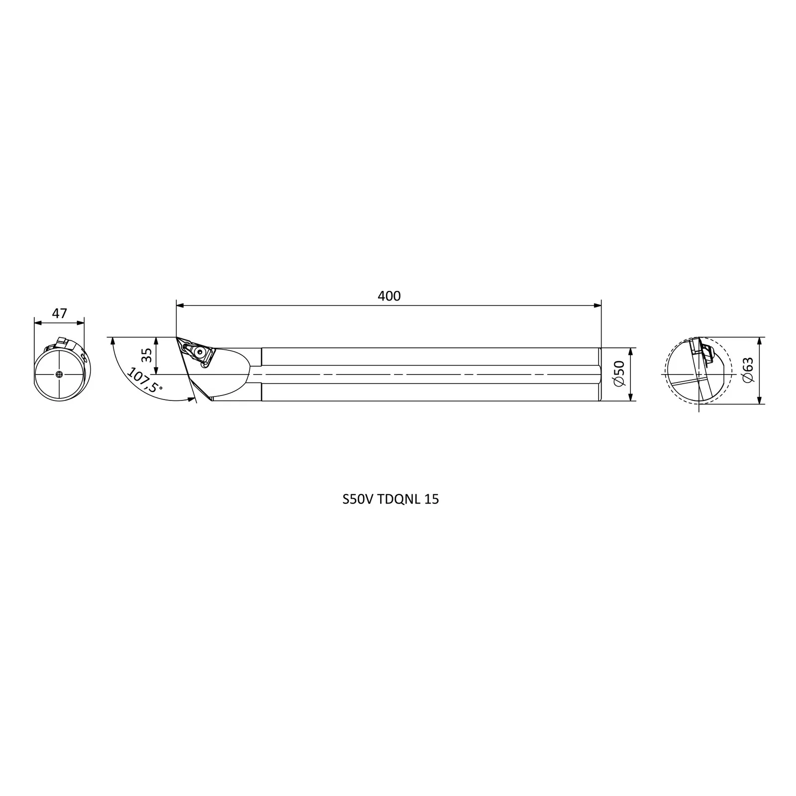 S50V TDQNL 15 &mdash; dimensioned drawing