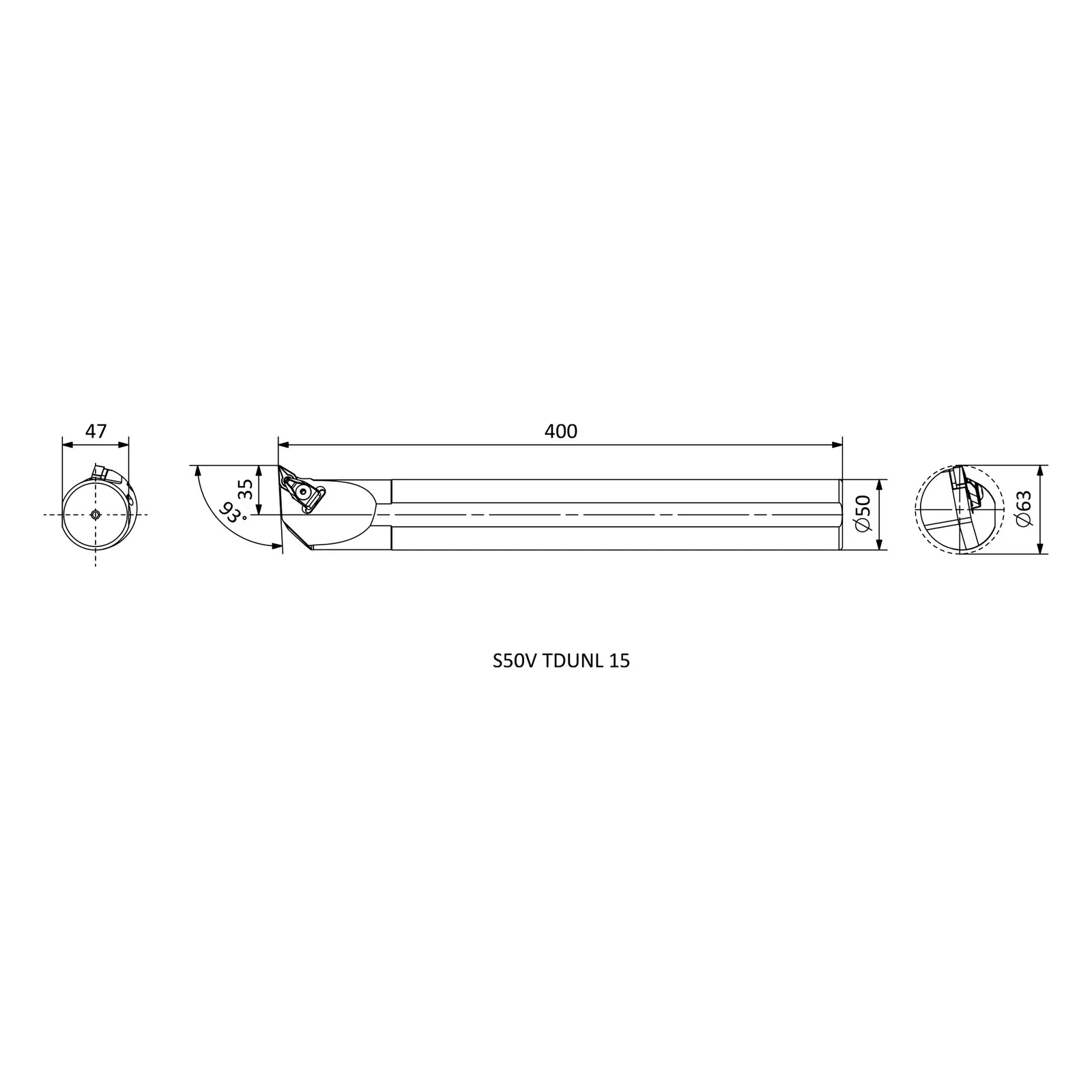 S50V TDUNL 15 &mdash; dimensioned drawing