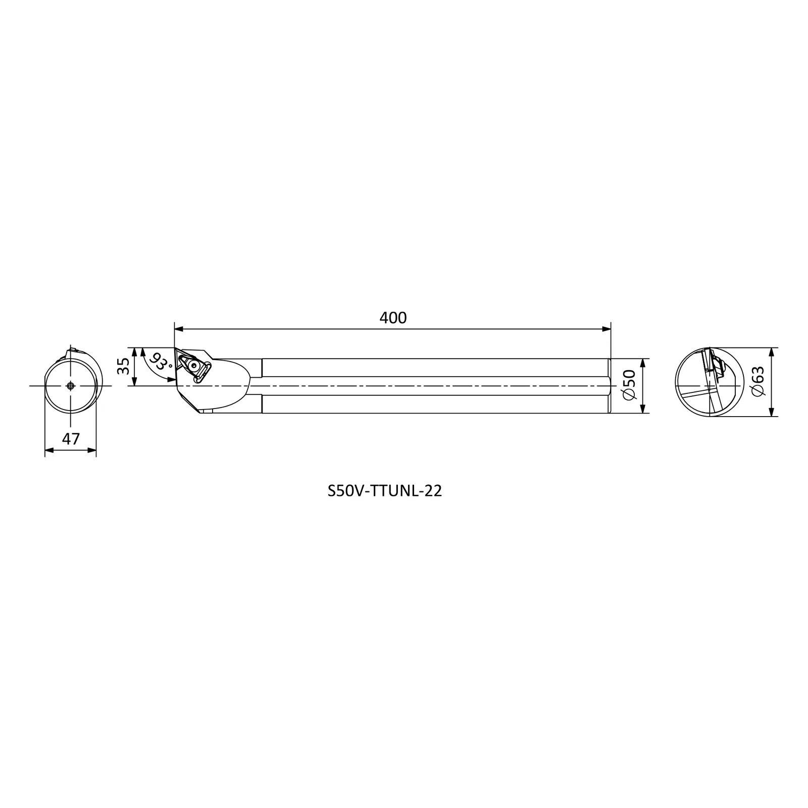 S50V TTUNL 22 &mdash; dimensioned drawing