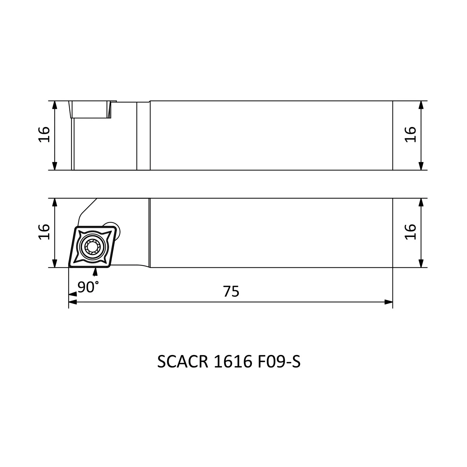 SCACR 1616 F09-S &mdash; dimensioned drawing