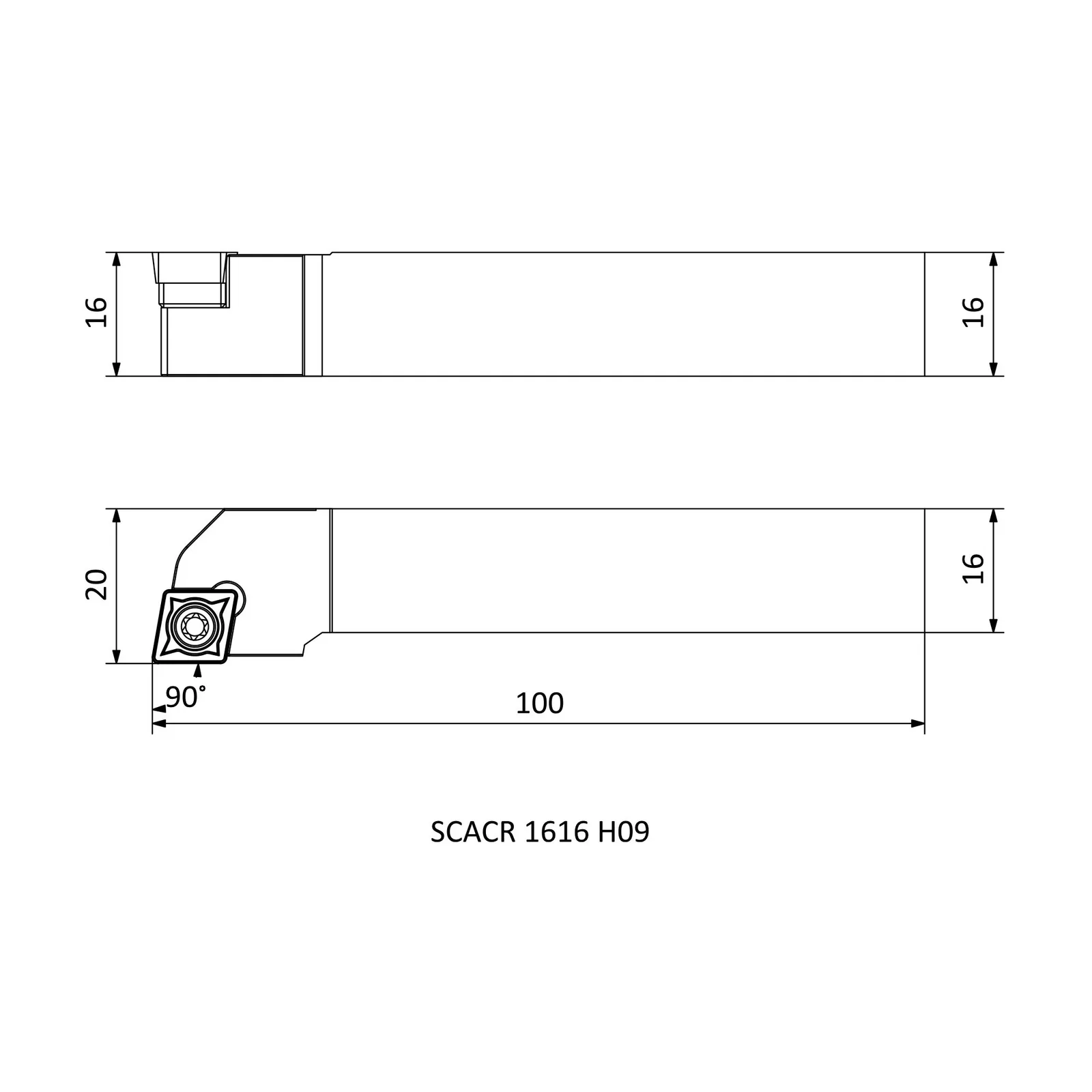 SCACR 1616 H09 &mdash; dimensioned drawing
