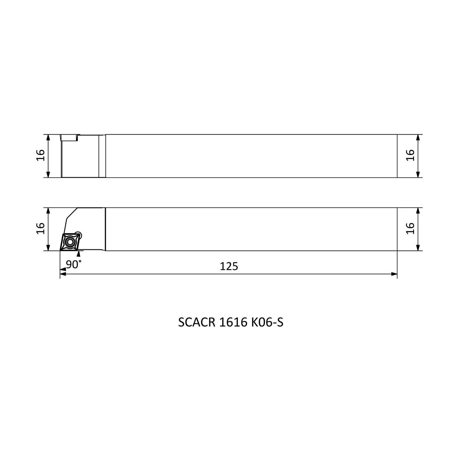 SCACR 1616 K06-S &mdash; dimensioned drawing
