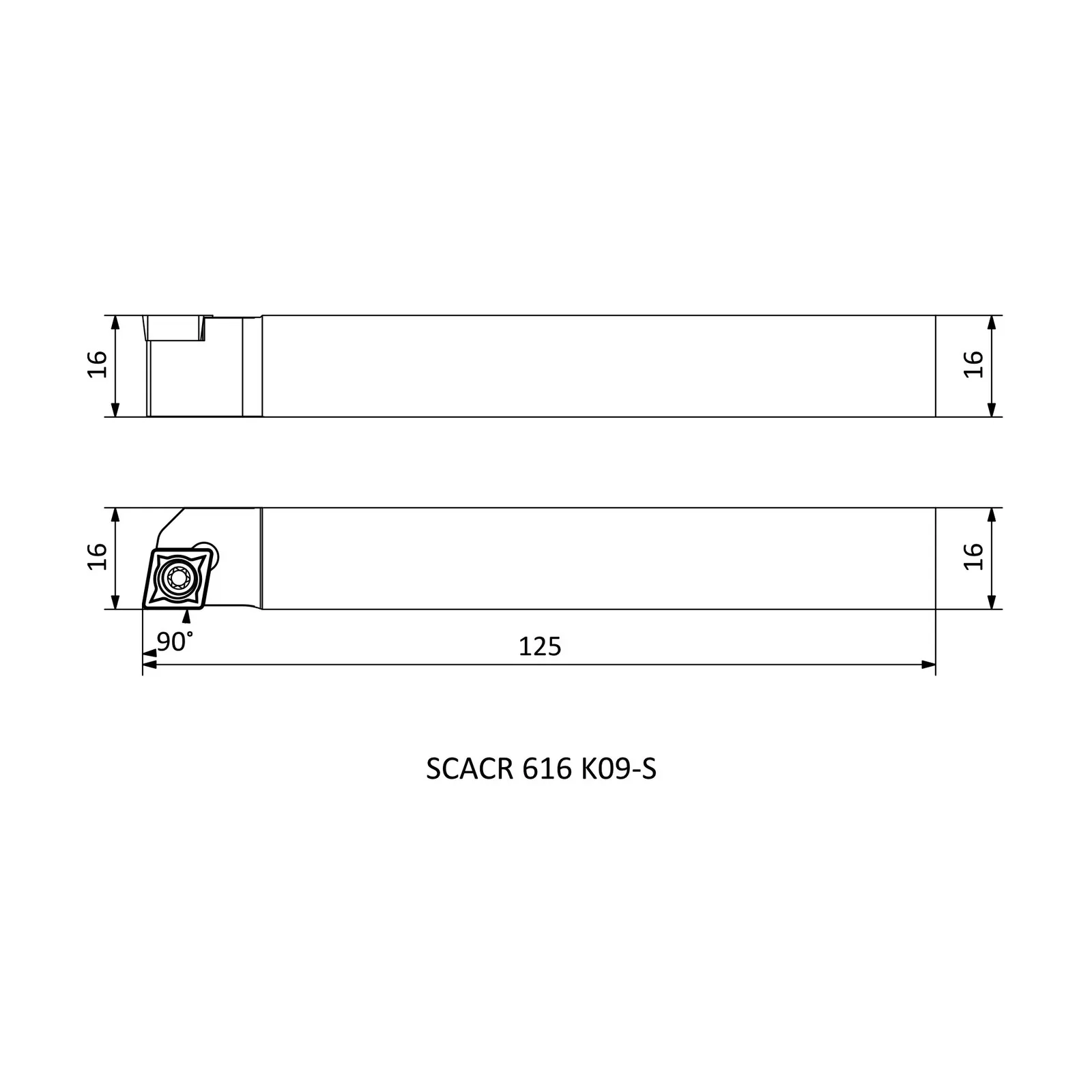 SCACR 1616 K09-S &mdash; dimensioned drawing
